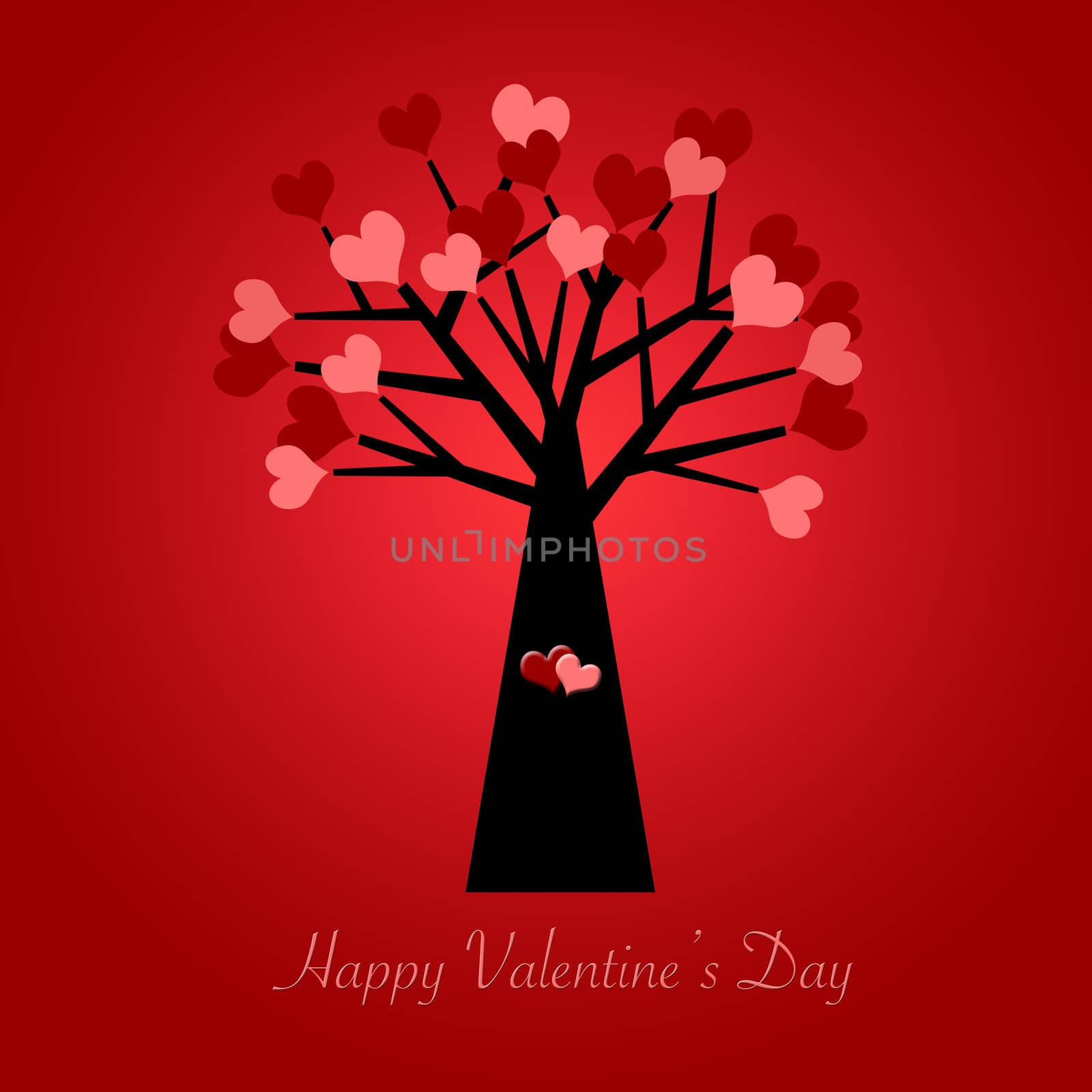 Valentines Day Tree with Red and Pink Hearts Red by Davidgn