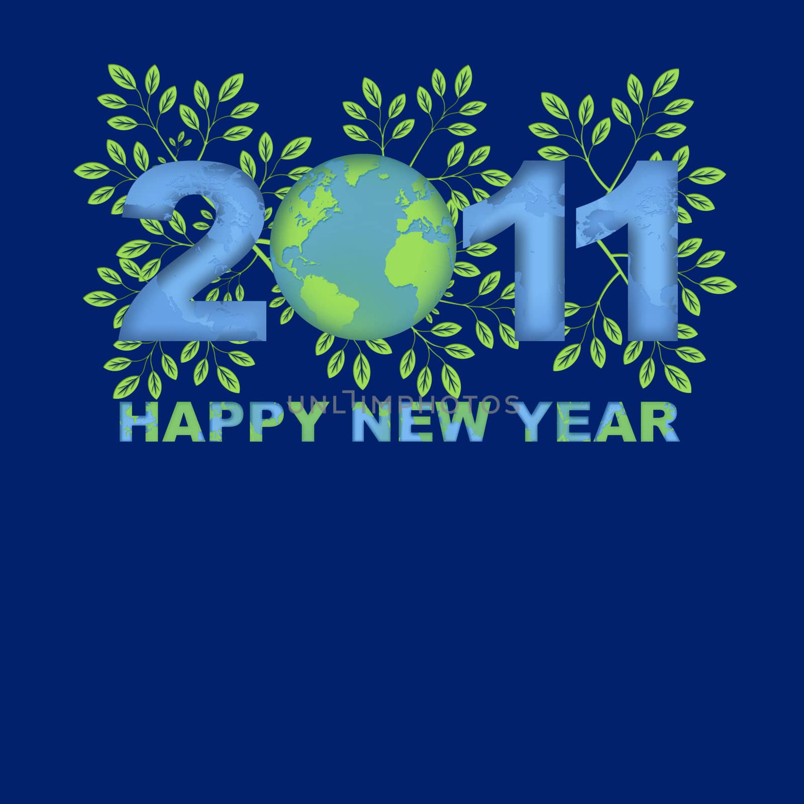 Happy New Year 2011 Green Planet Blue by Davidgn