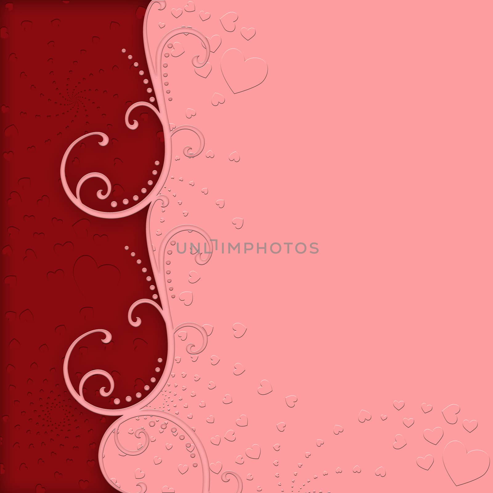 Valentines Day Embossed Hearts Pink and Red Background