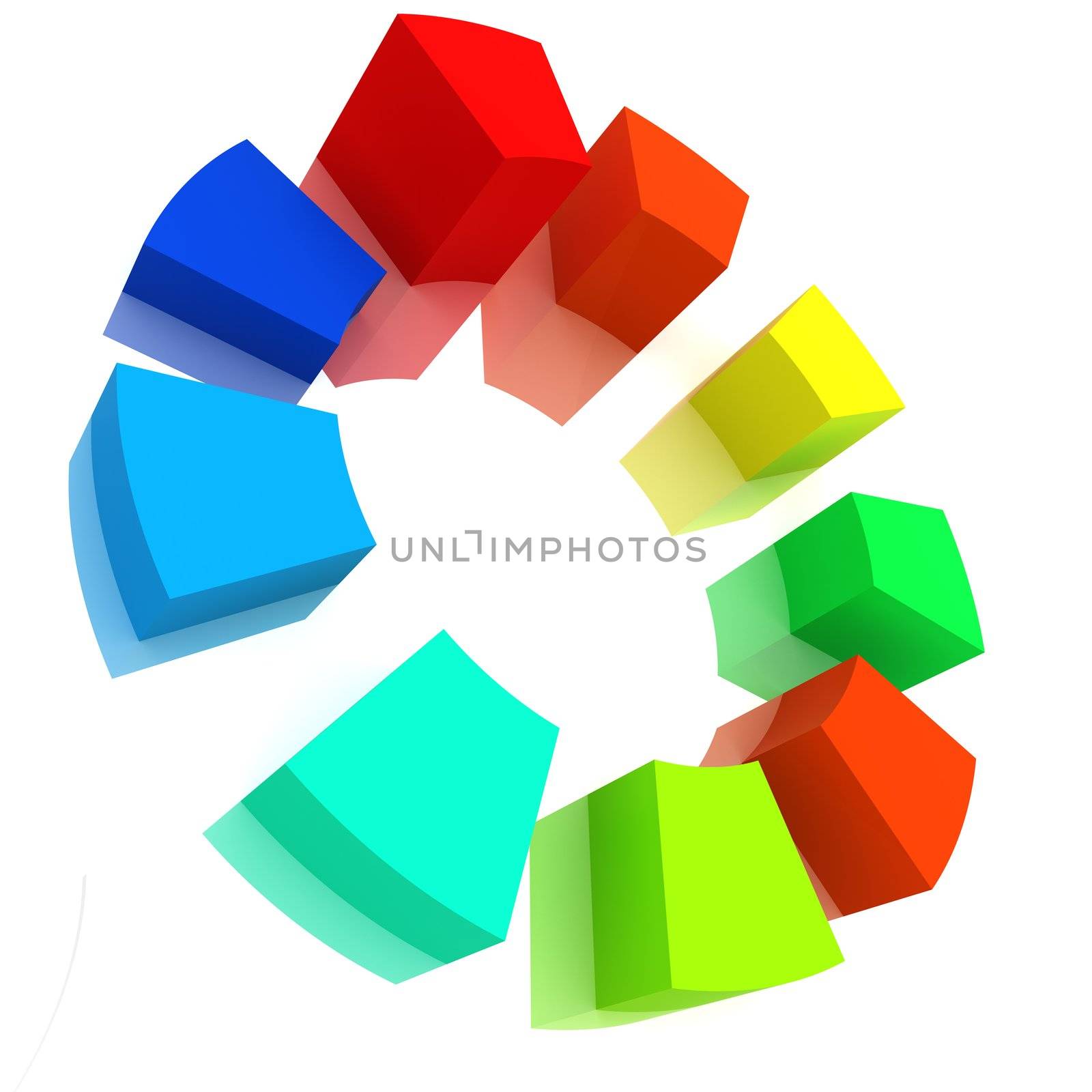 Colorful 3d pie graph isolated on white