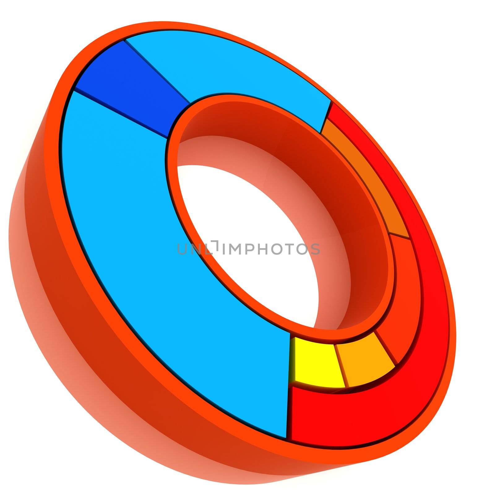 Colorful 3d pie graph isolated on white