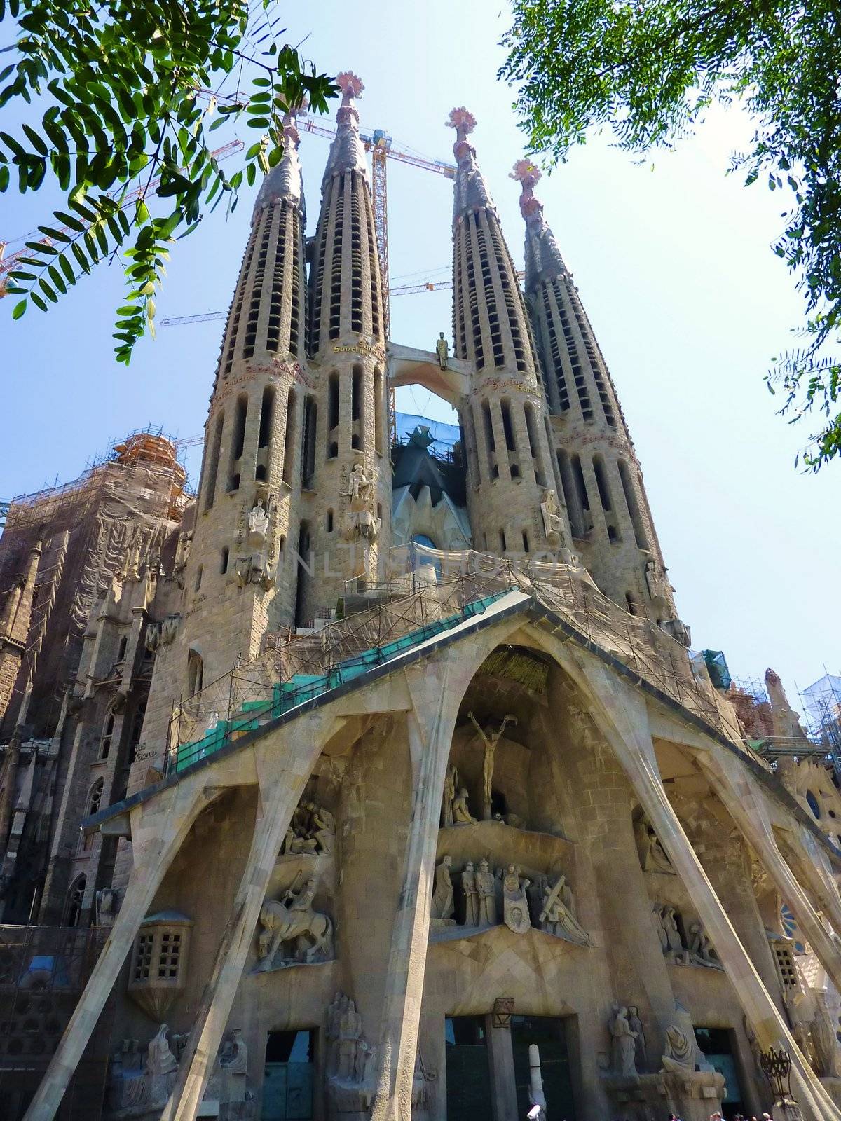 View of the facade of the Sagrada familia church, Barcelona, Spain