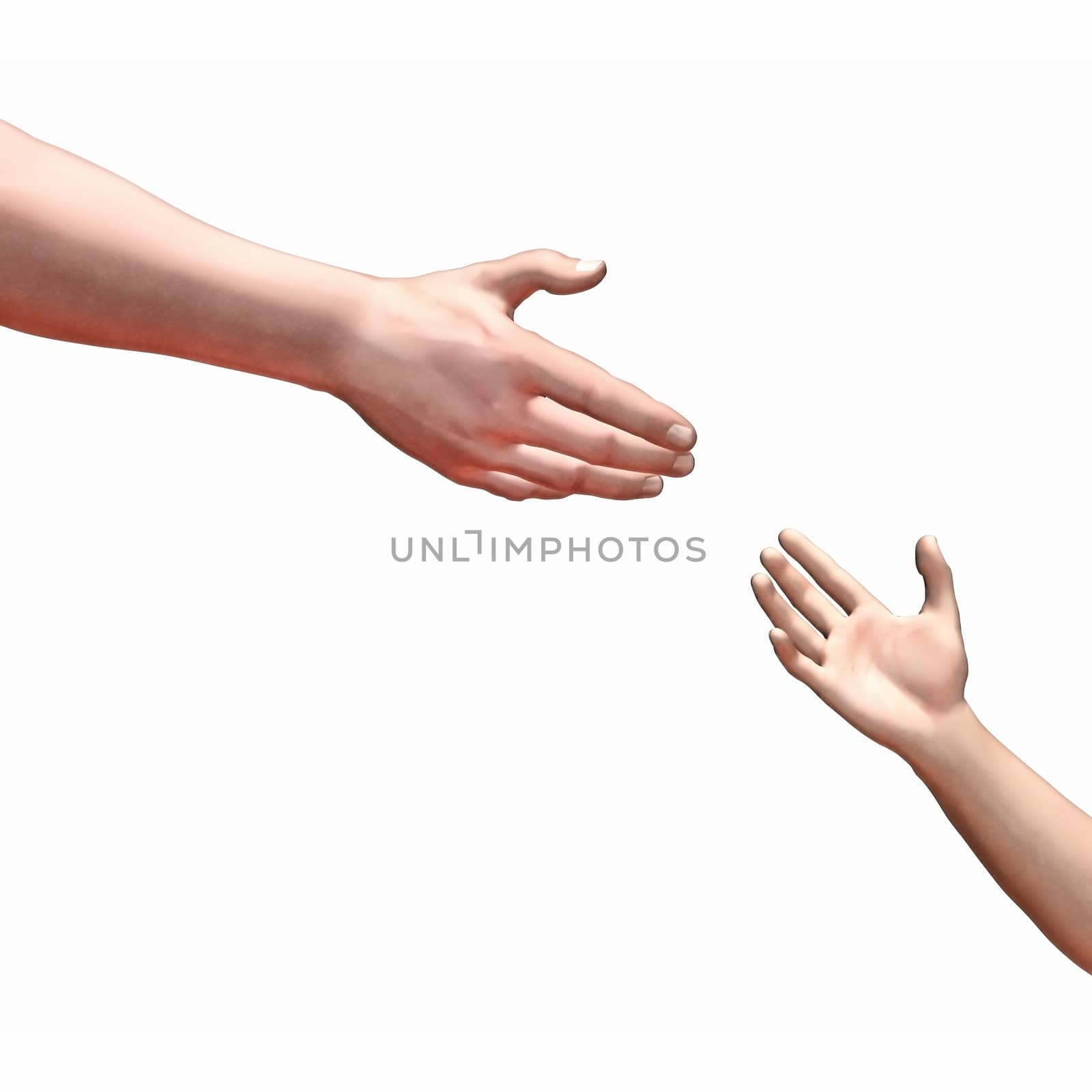 An image of helping hands isolated on white