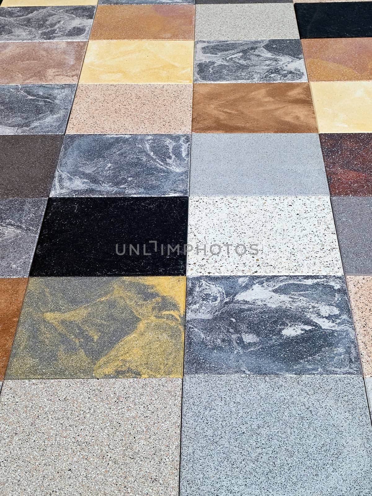 Display of different stone granite floor tiles by Ronyzmbow