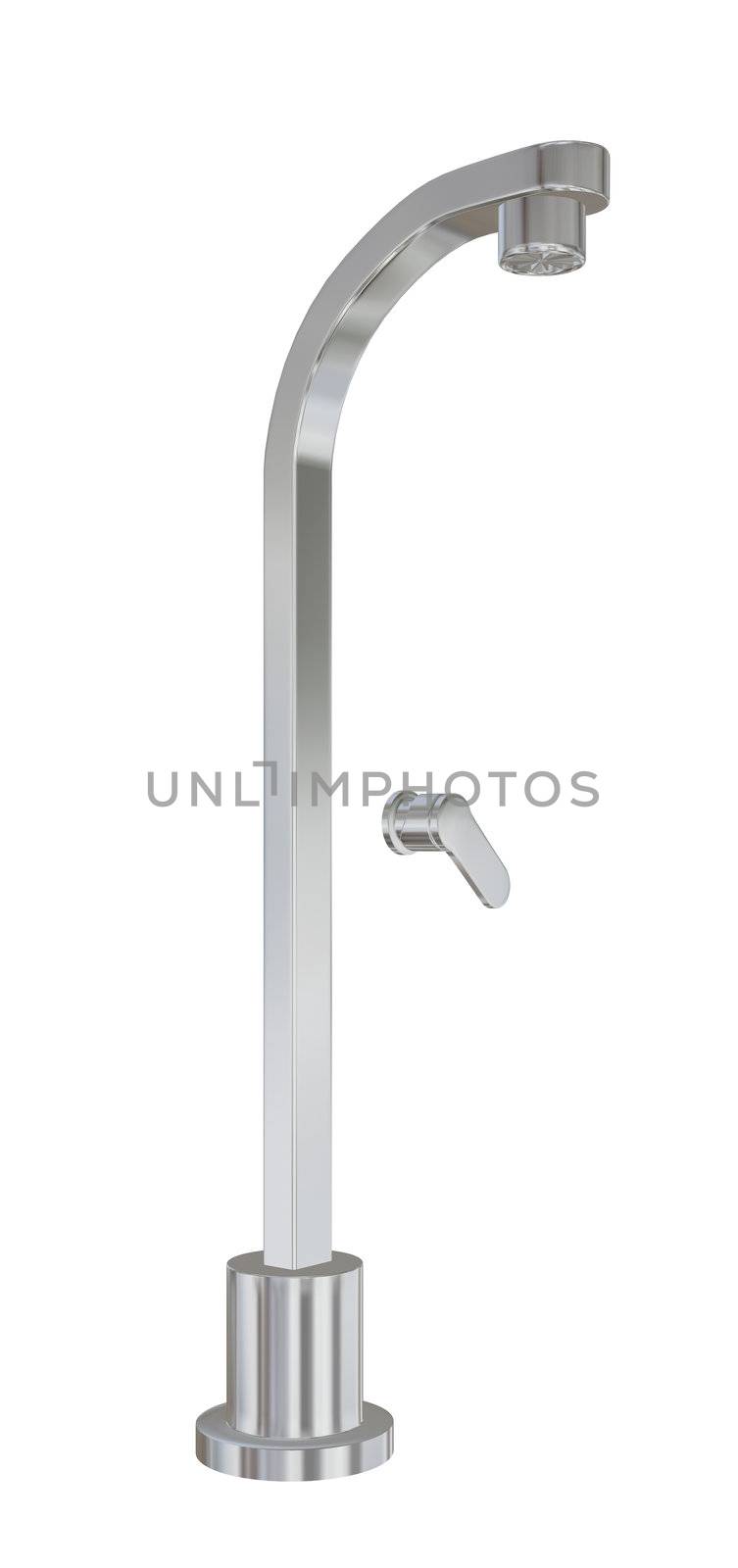 Modern shower fixtures with chrome finishing, 3d illustration by Morphart