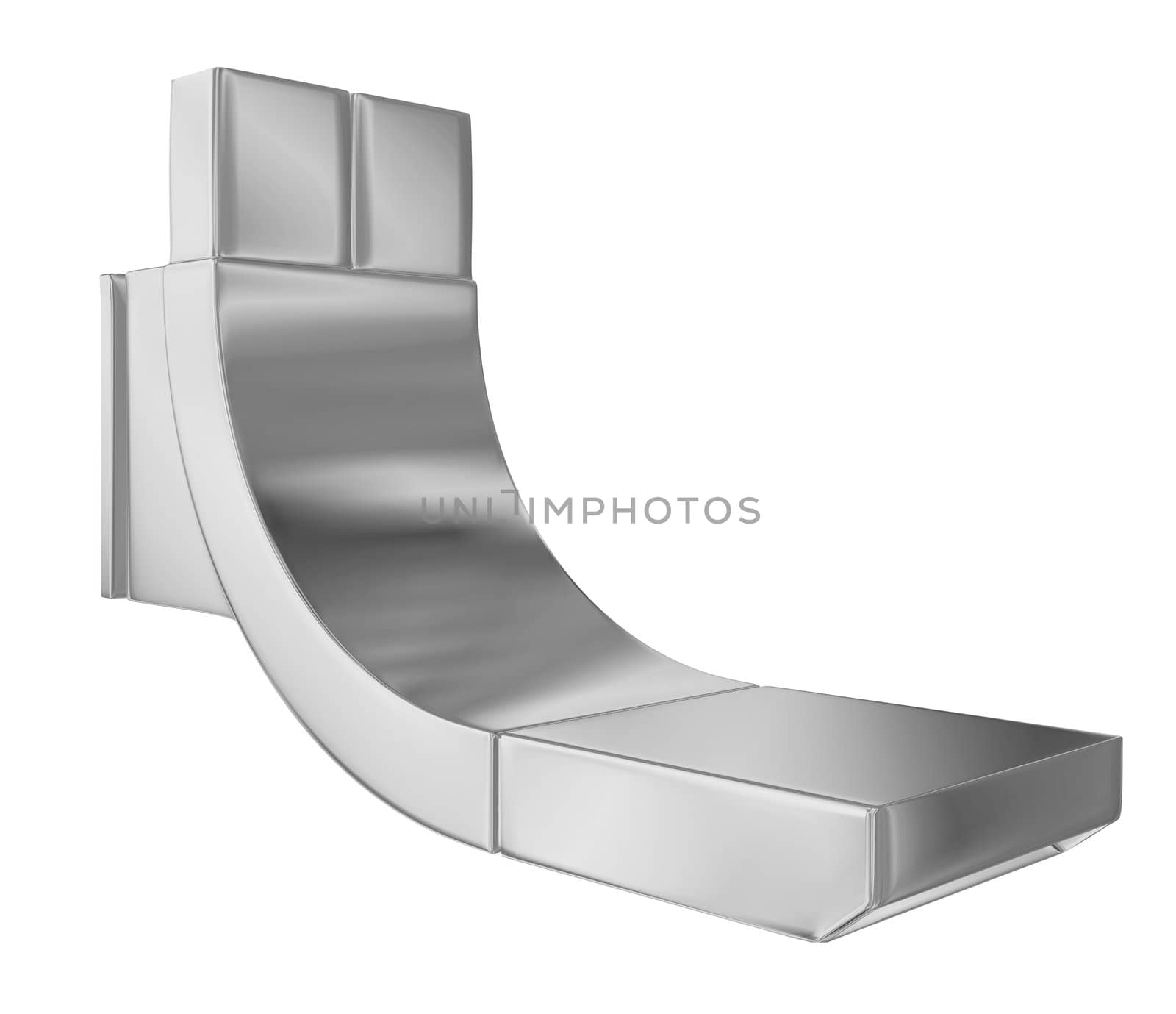 Modern faucet with chrome finishing, 3d illustration, isolated against a white background