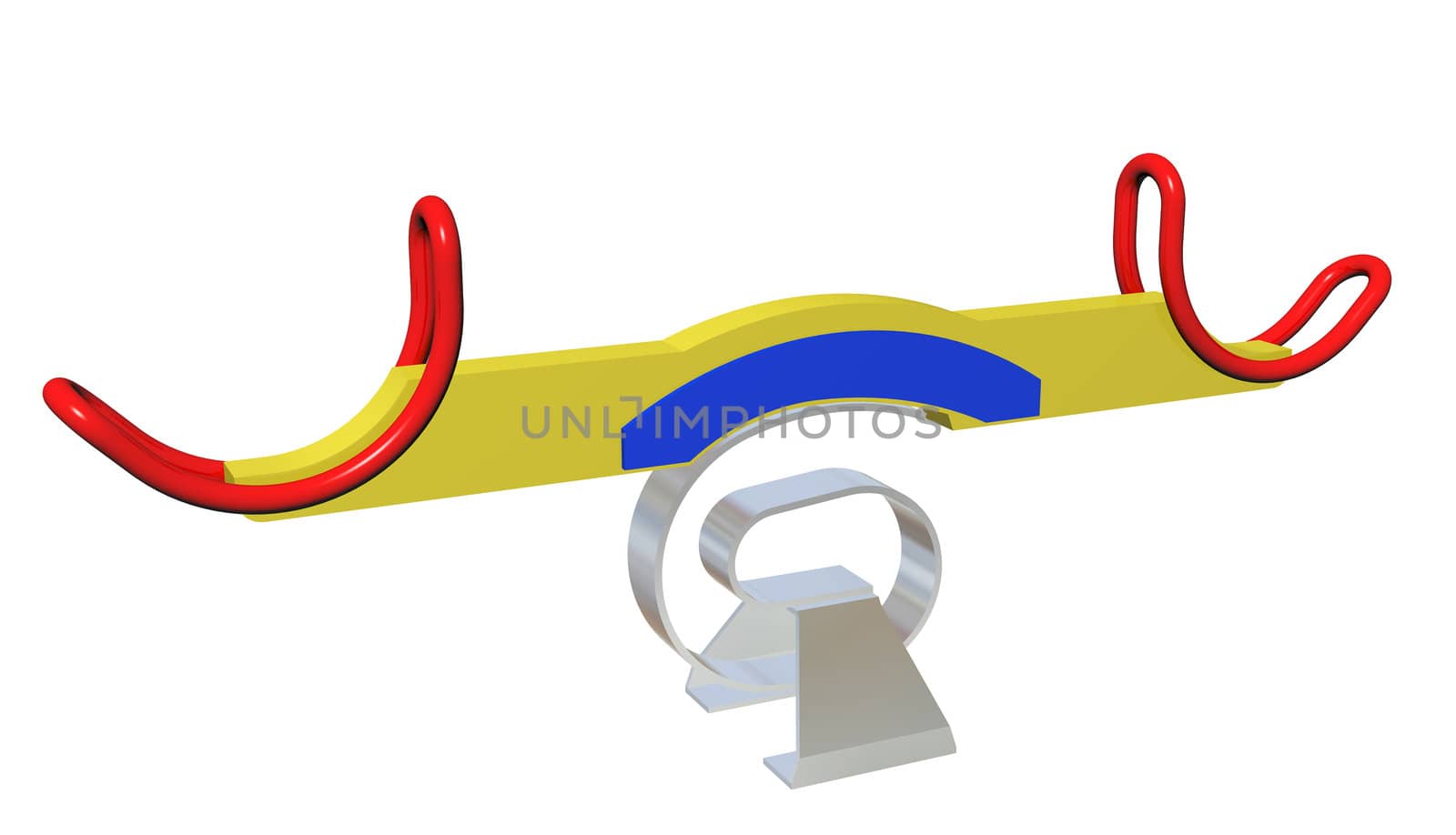 Modern colorful seesaw, 3d illustration, isolated against a white background