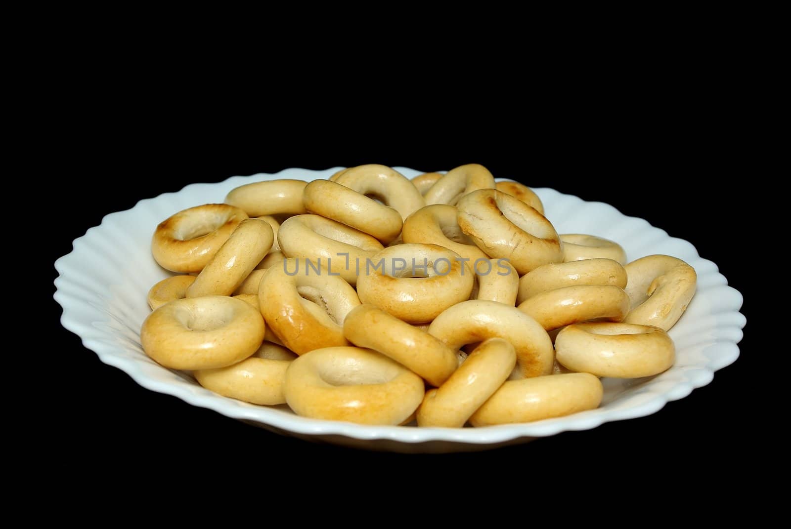 Dryings of a donut form russian meal - bread-rings on black
