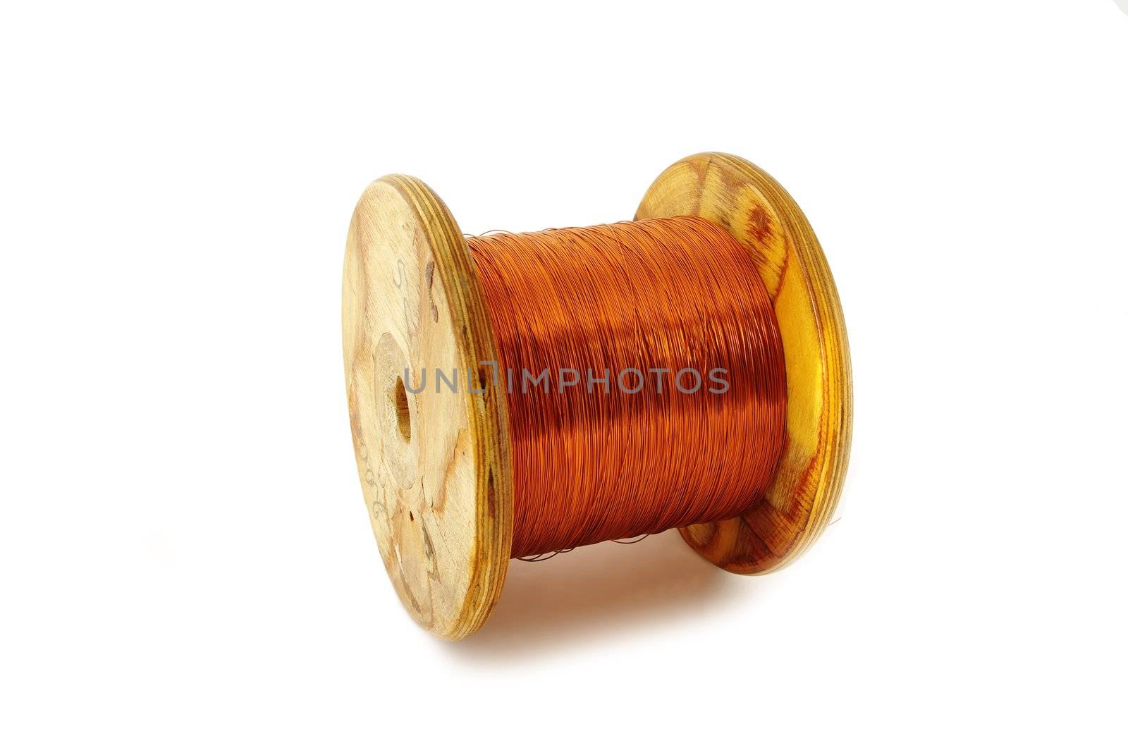 Bundle of thin cooper wire isolated on white
