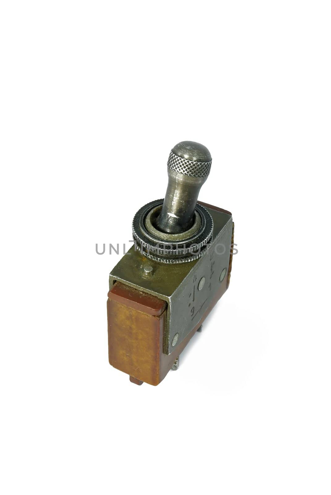 Old sovjet military toggle switch isolated on white backgrounde