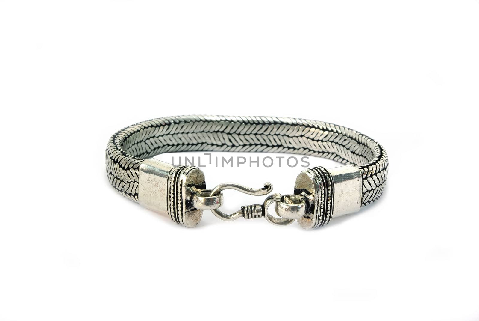 Style steel bracelet on white background