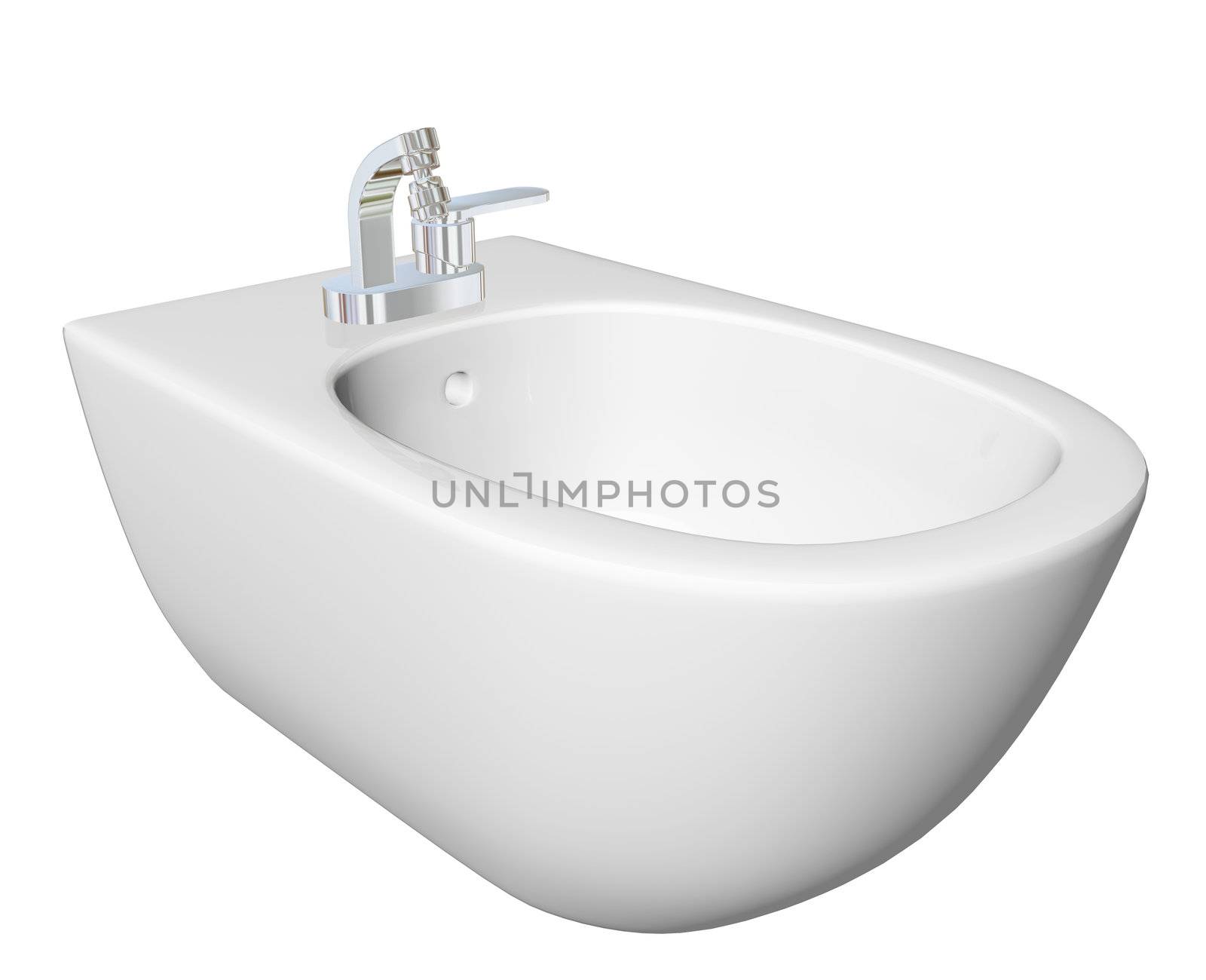 Round bidet design for bathrooms. 3D illustration. by Morphart
