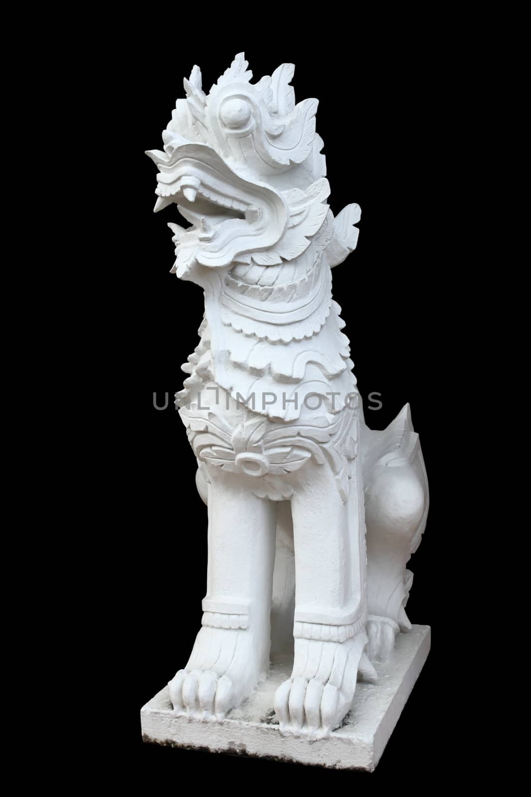 Sculpture of lion asian style  isolated on black