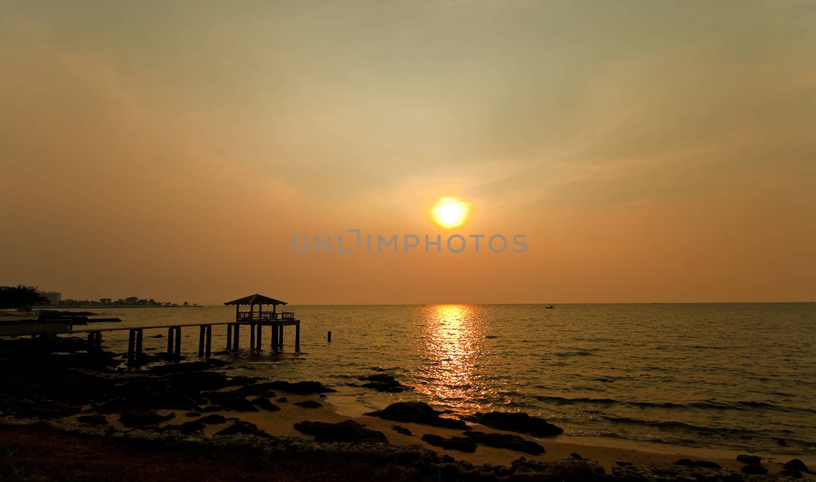 Sunset in Bang Saen,at Chonburi  Thailand