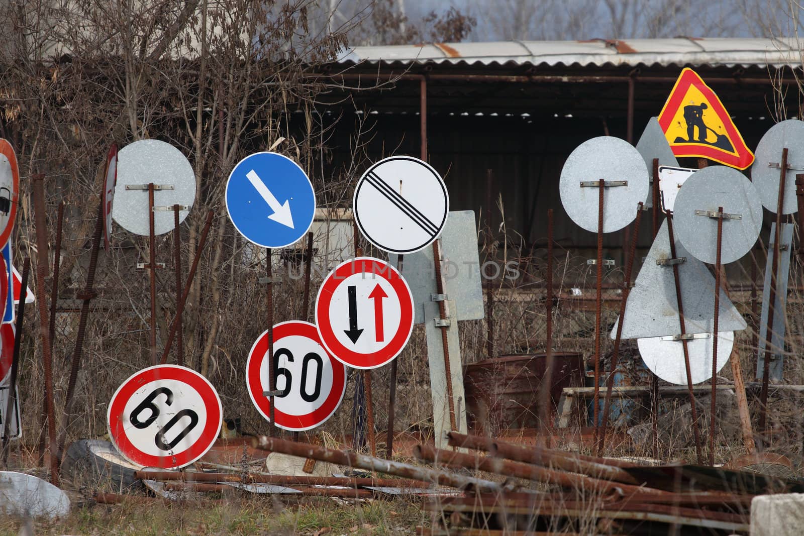 Photo of old used traffic signs