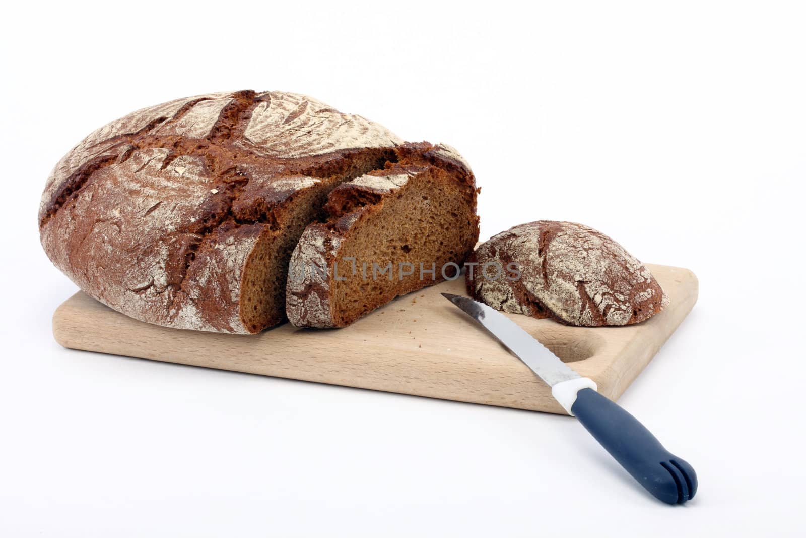 Traditional black rye-bread over white 