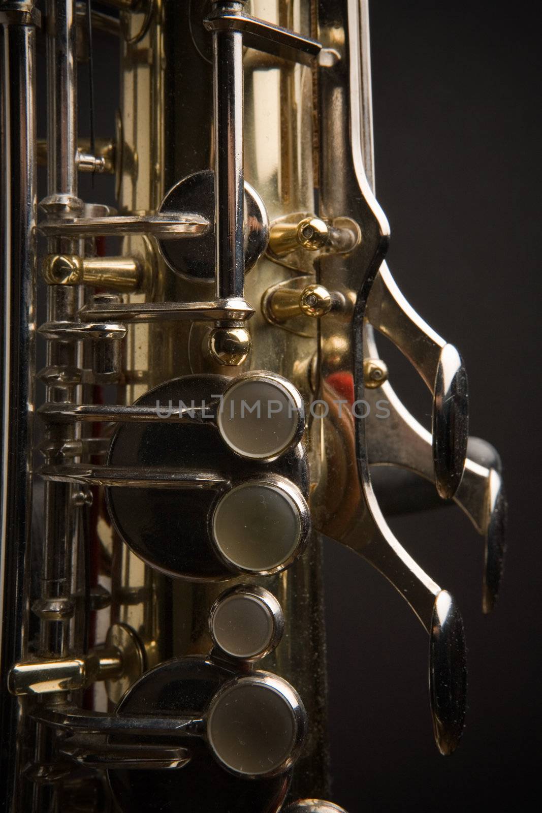 Saxophone photographed in low light