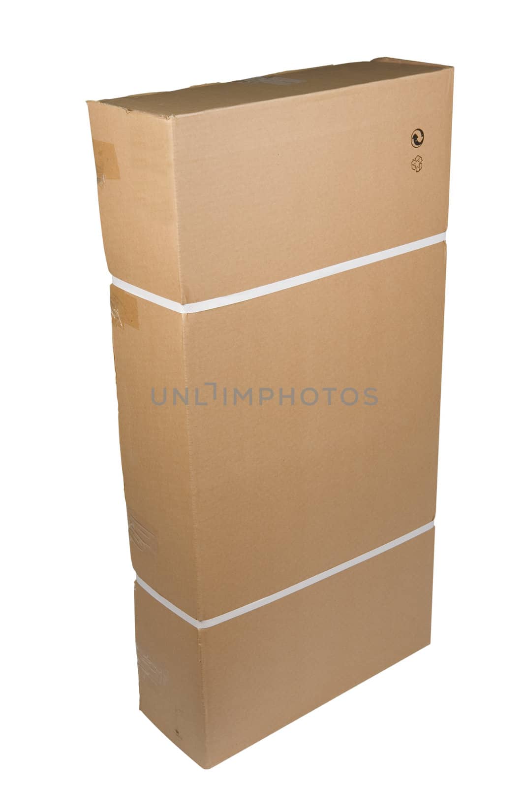 Blank recycled cardboard box on a white background