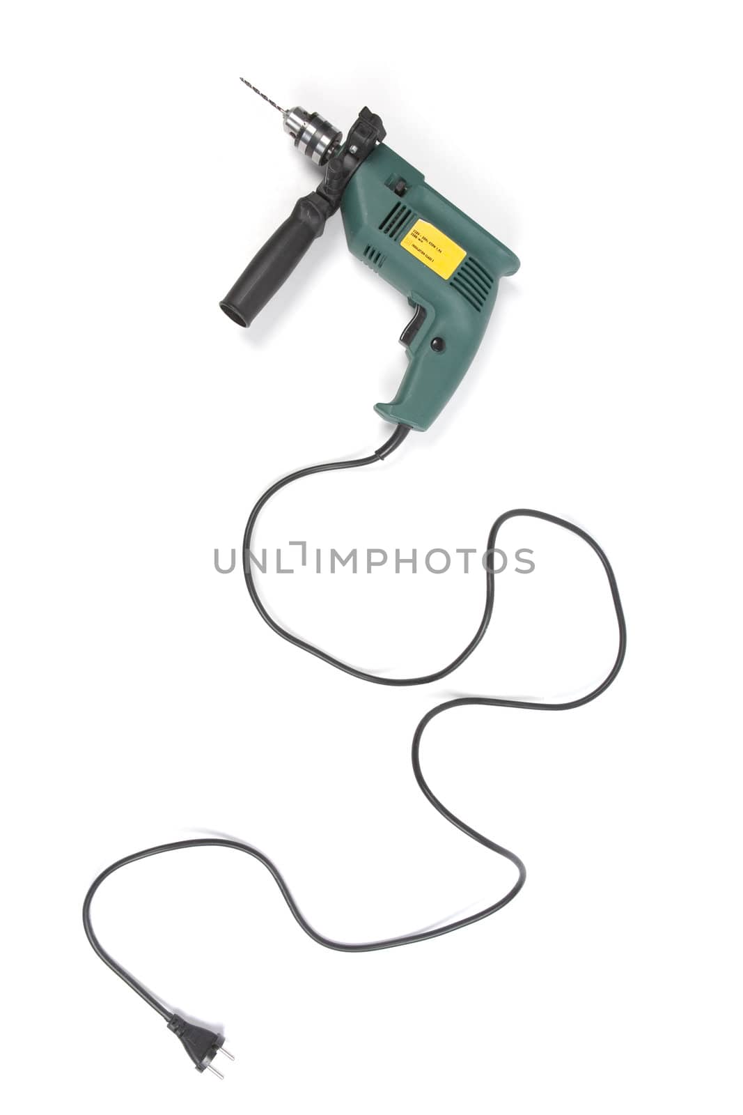 Electric drilling machine on a white background