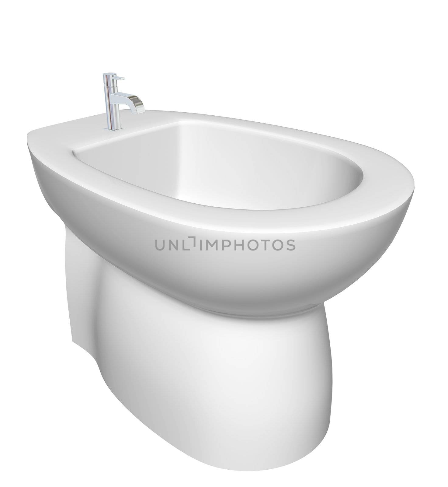 Round bidet design for bathrooms. 3D illustration by Morphart