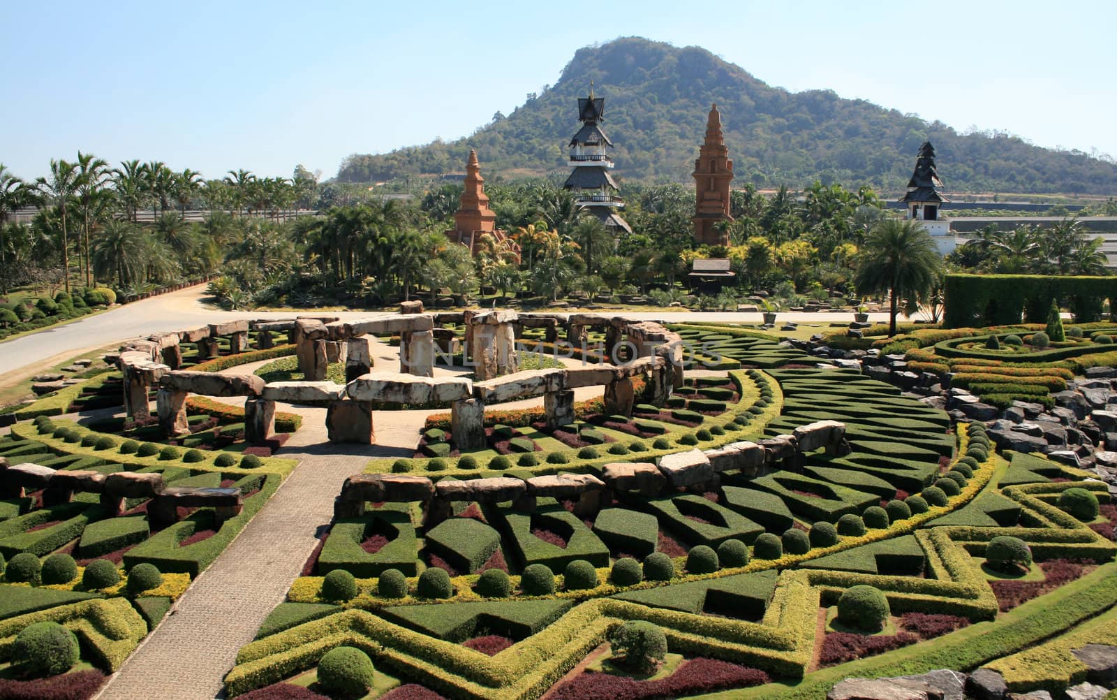 Park nong nooch in Thailand, shrubberies grow in geometric figures
