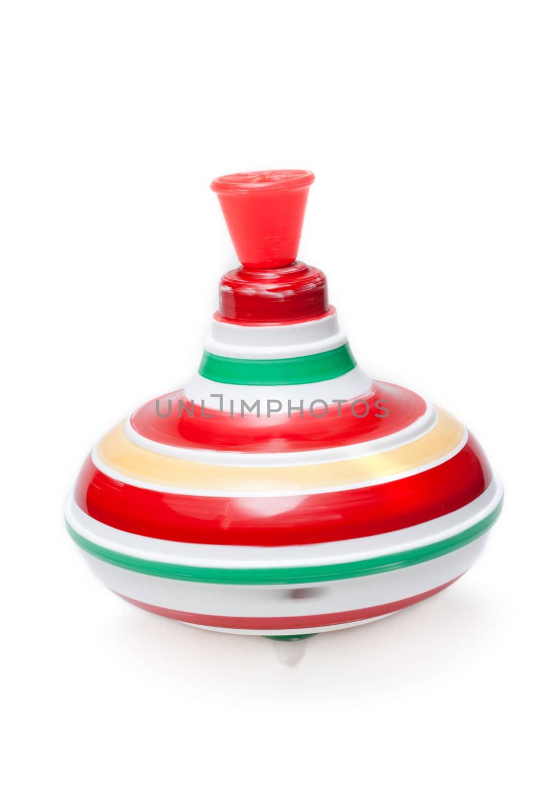 Plastic nursery whirligig astir spins on white background