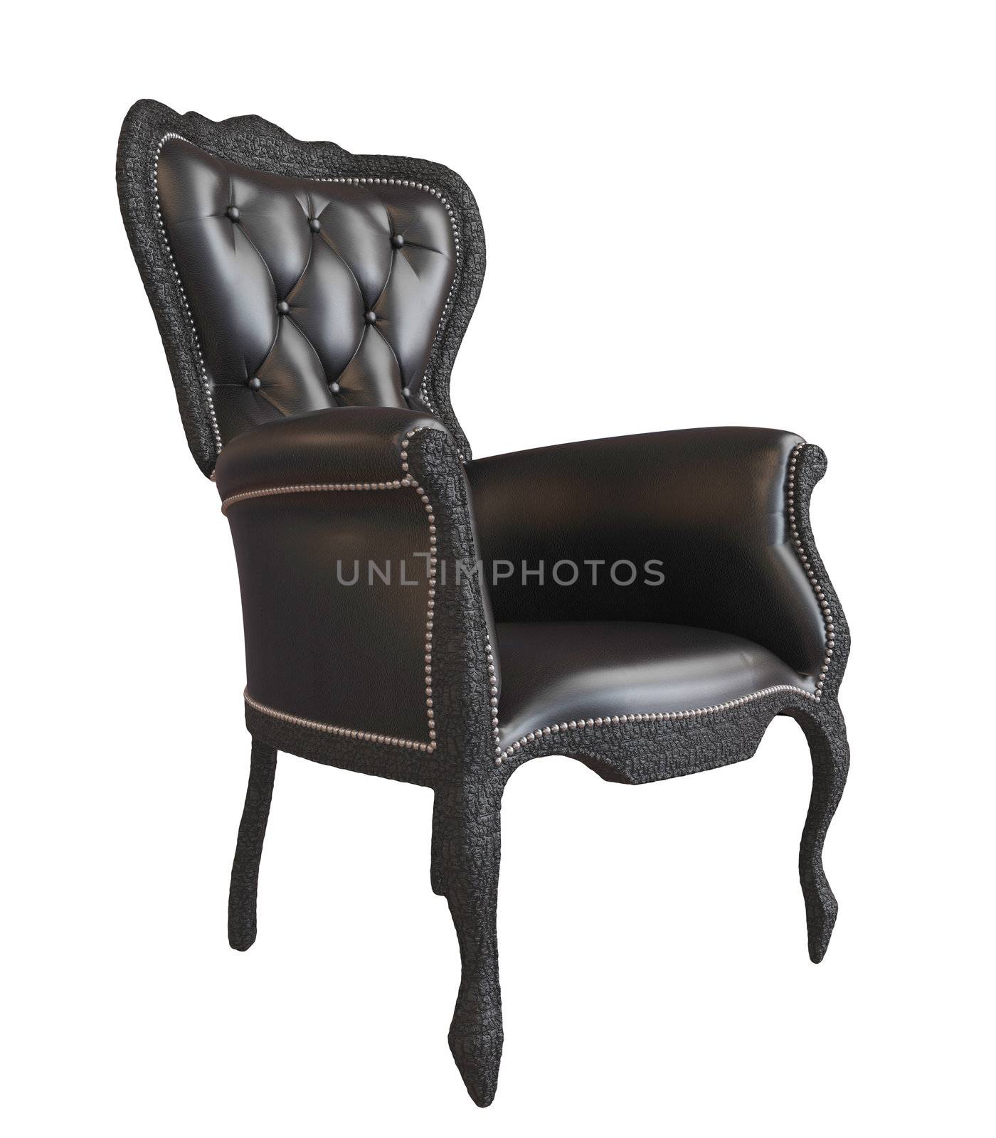 Comfy black leather office or royal armchair by Morphart