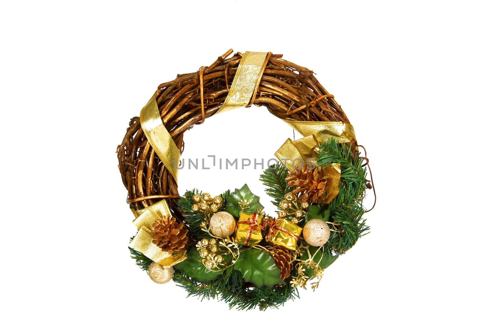 Christmas wreath on white background
