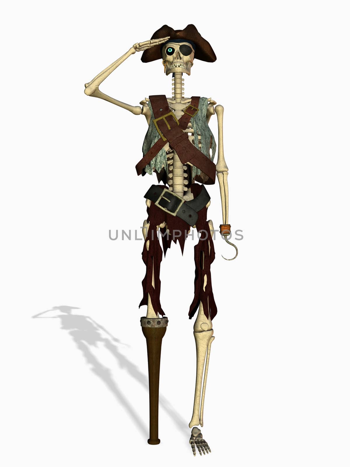 3d render of a undead pirate