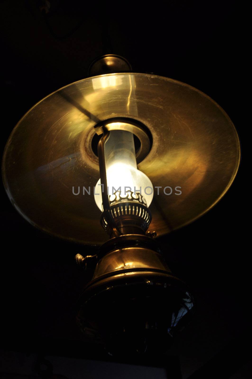 a antique lamp lightning in the dark