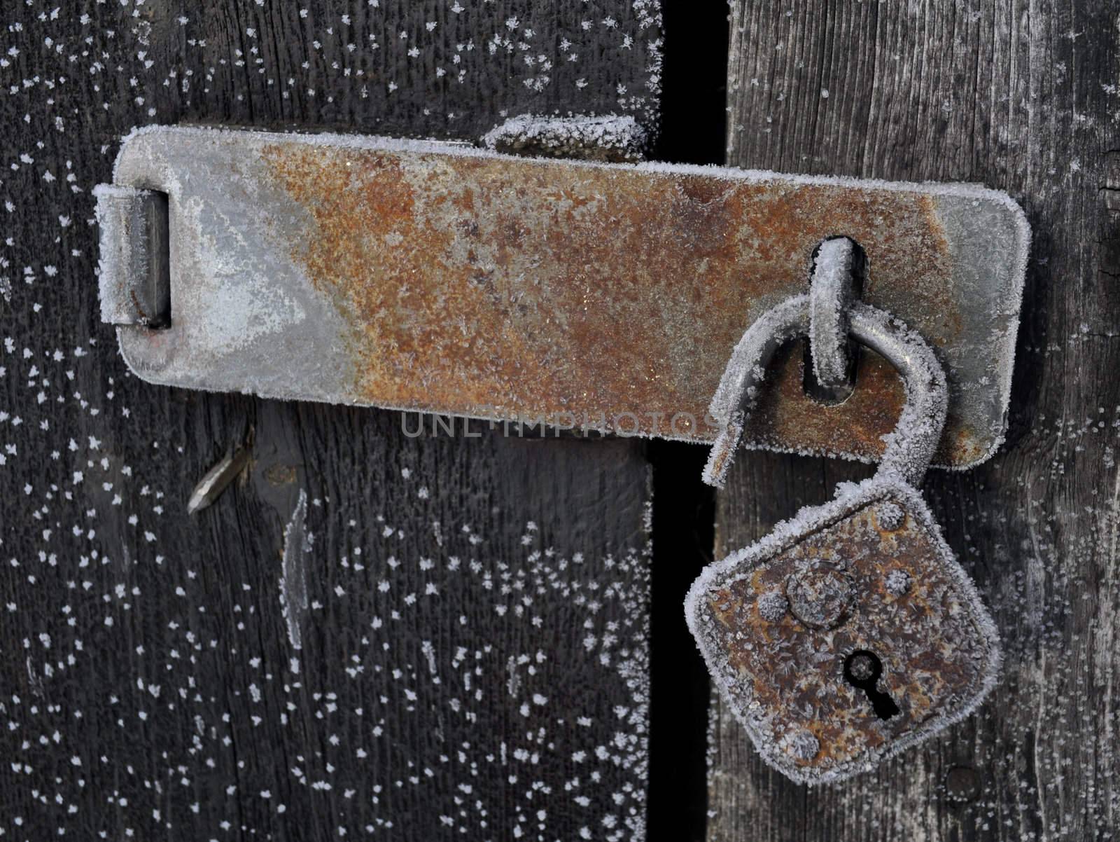 a old lock in frost