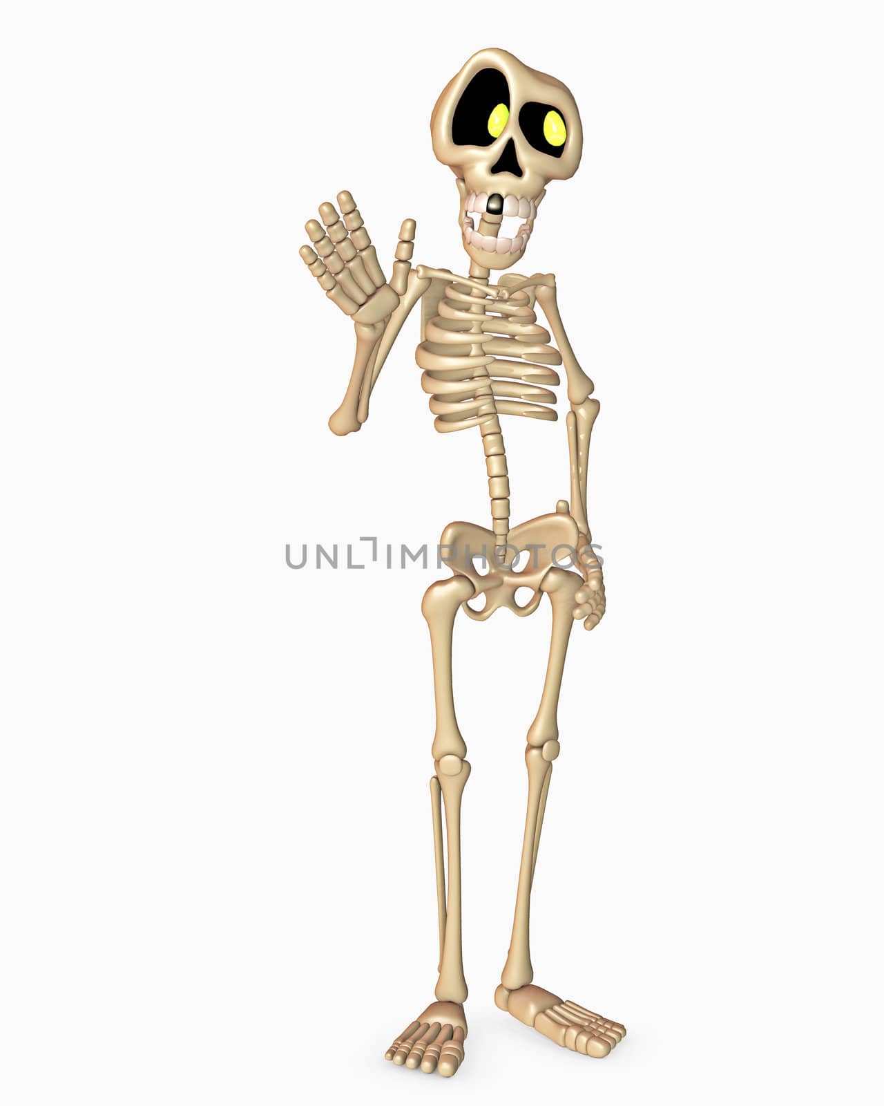 3d render of a toon skeleton