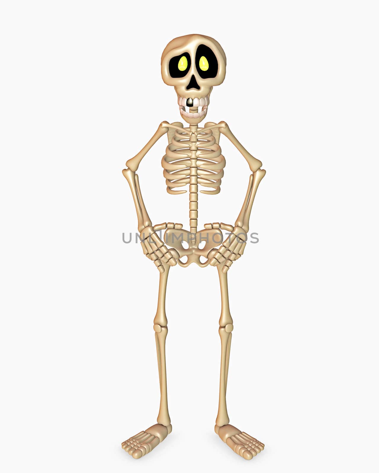 3d render of a toon skeleton