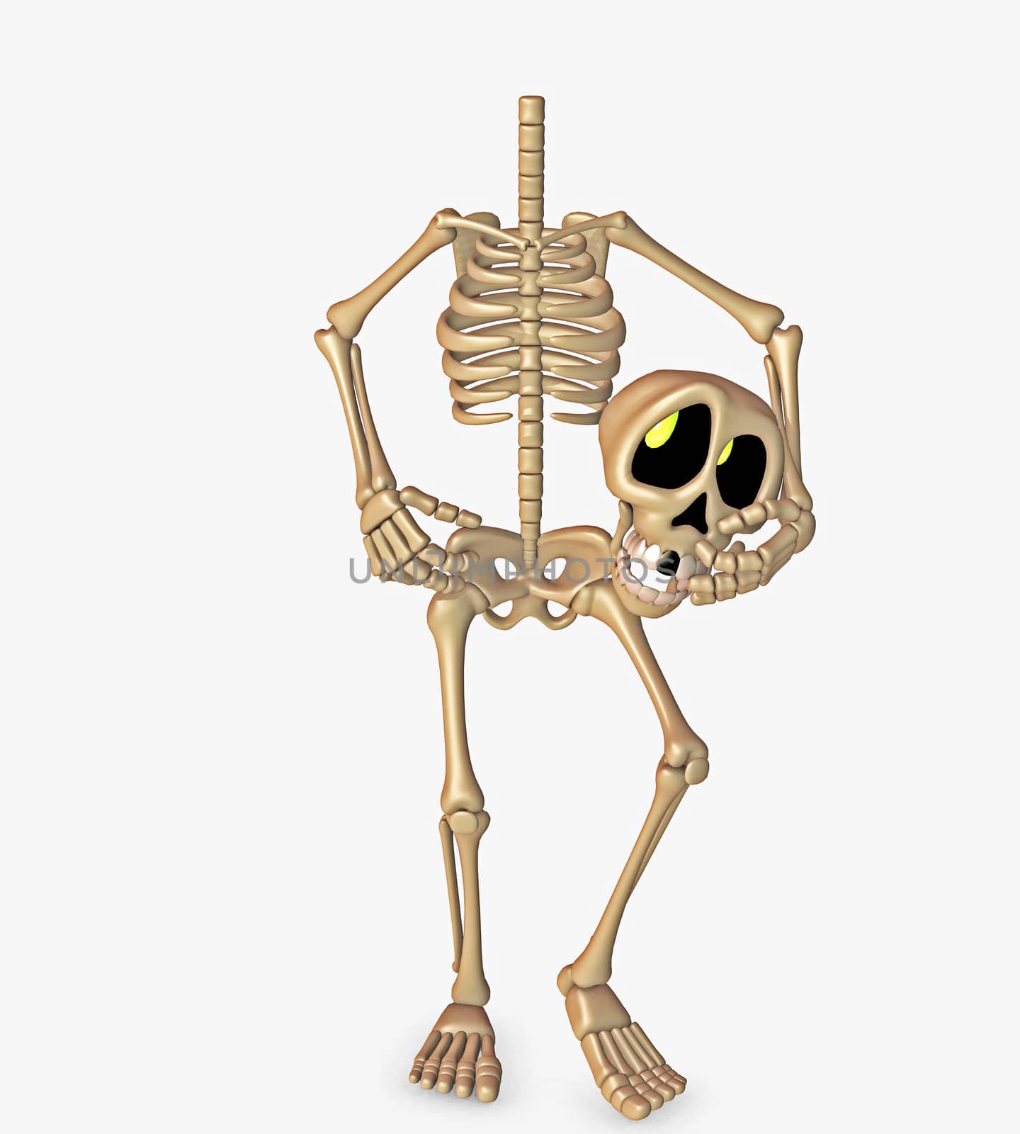 3d render of a toon skeleton