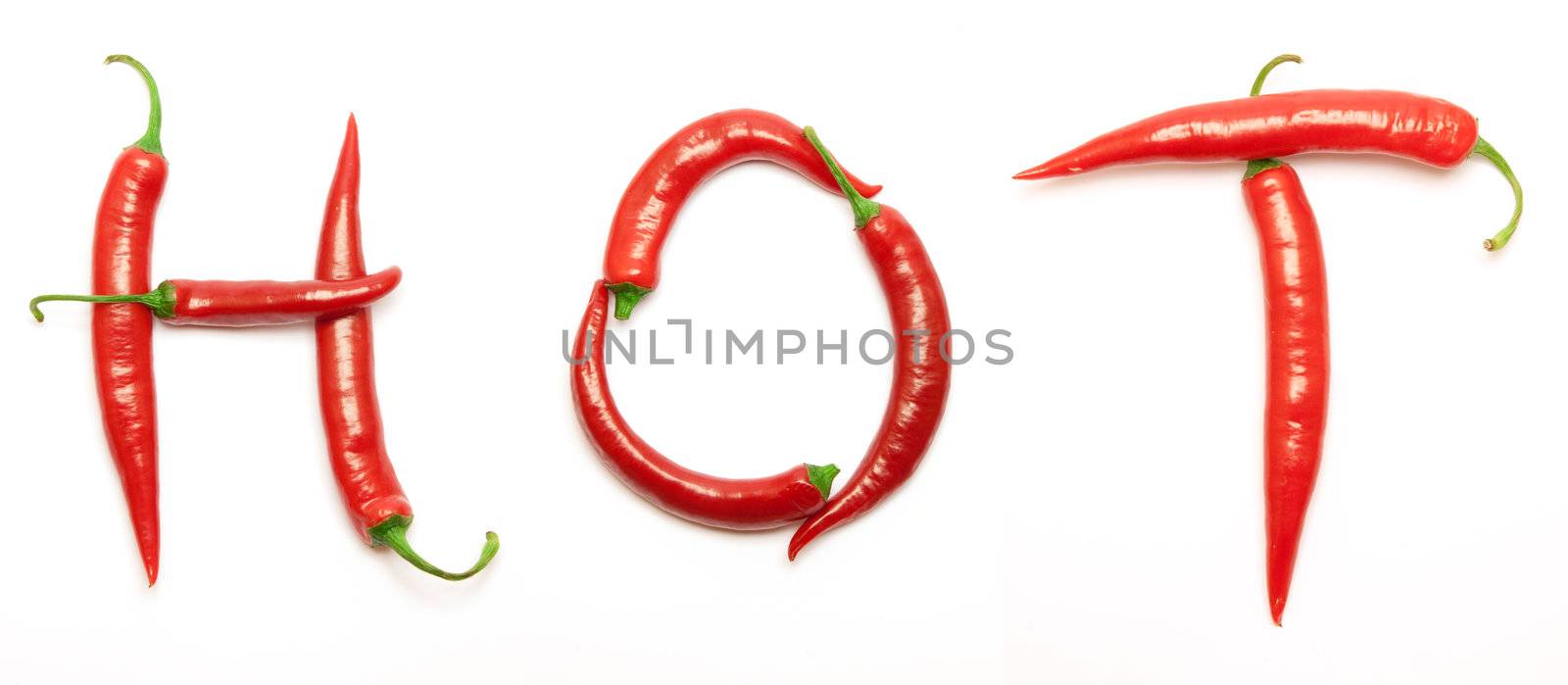 word HOT made from red peppers by Arsen