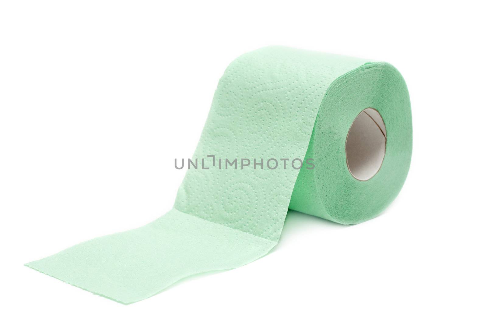 Roll of the green two-layer toilet paper