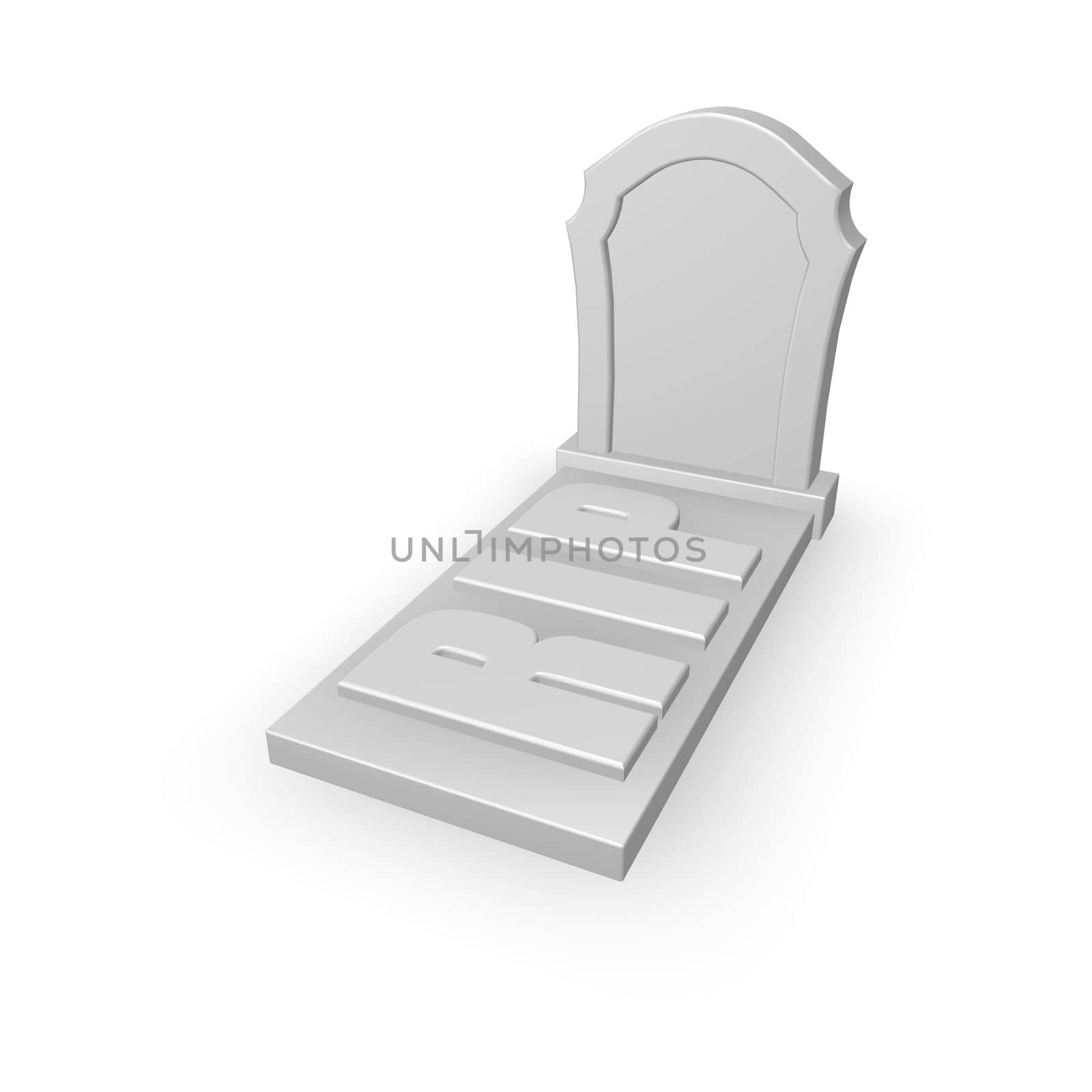 gravestone with the letters rip on white background - 3d illustration