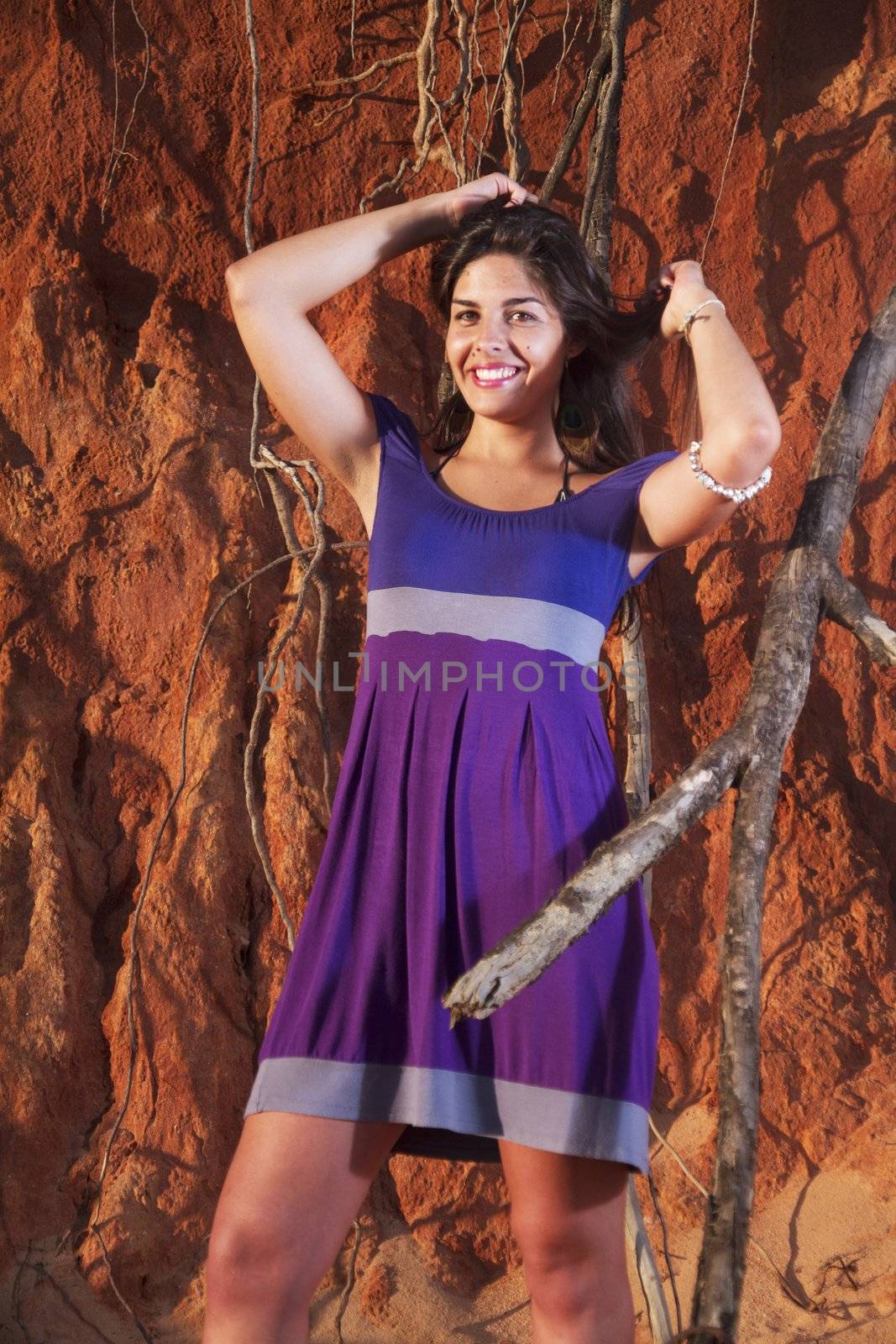 beautiful young girl with purple dress by membio