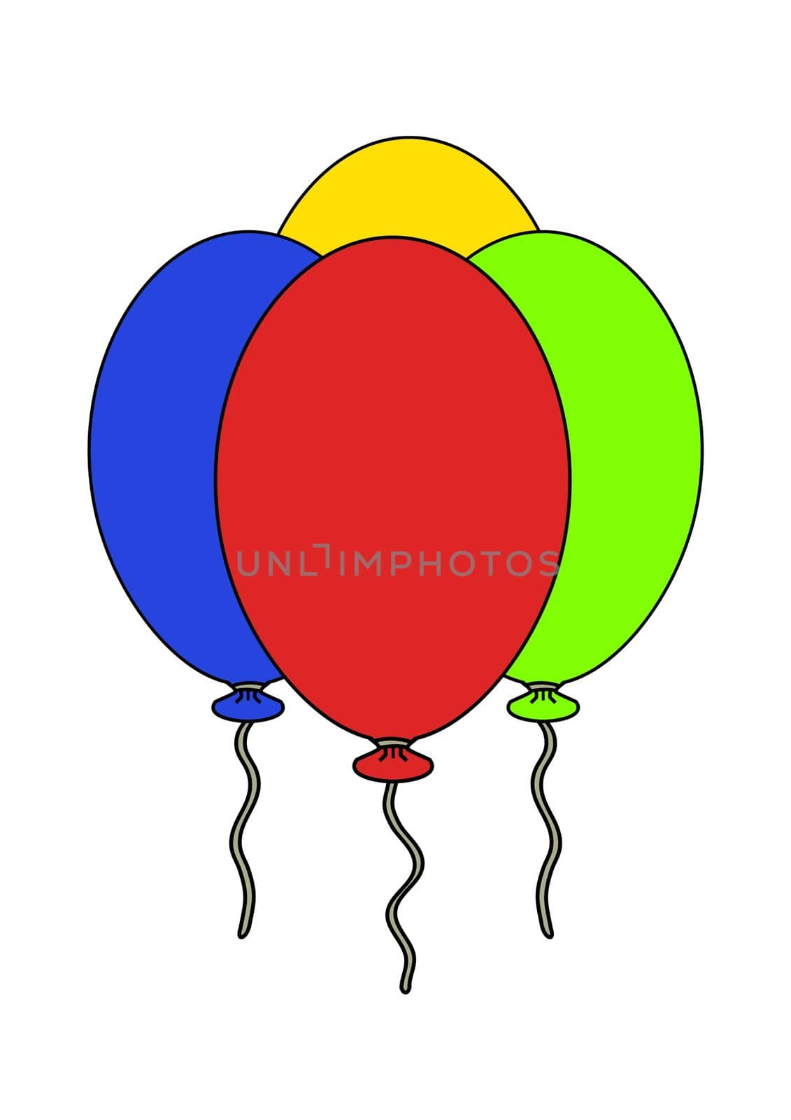 Illustration of four balloons of different colors