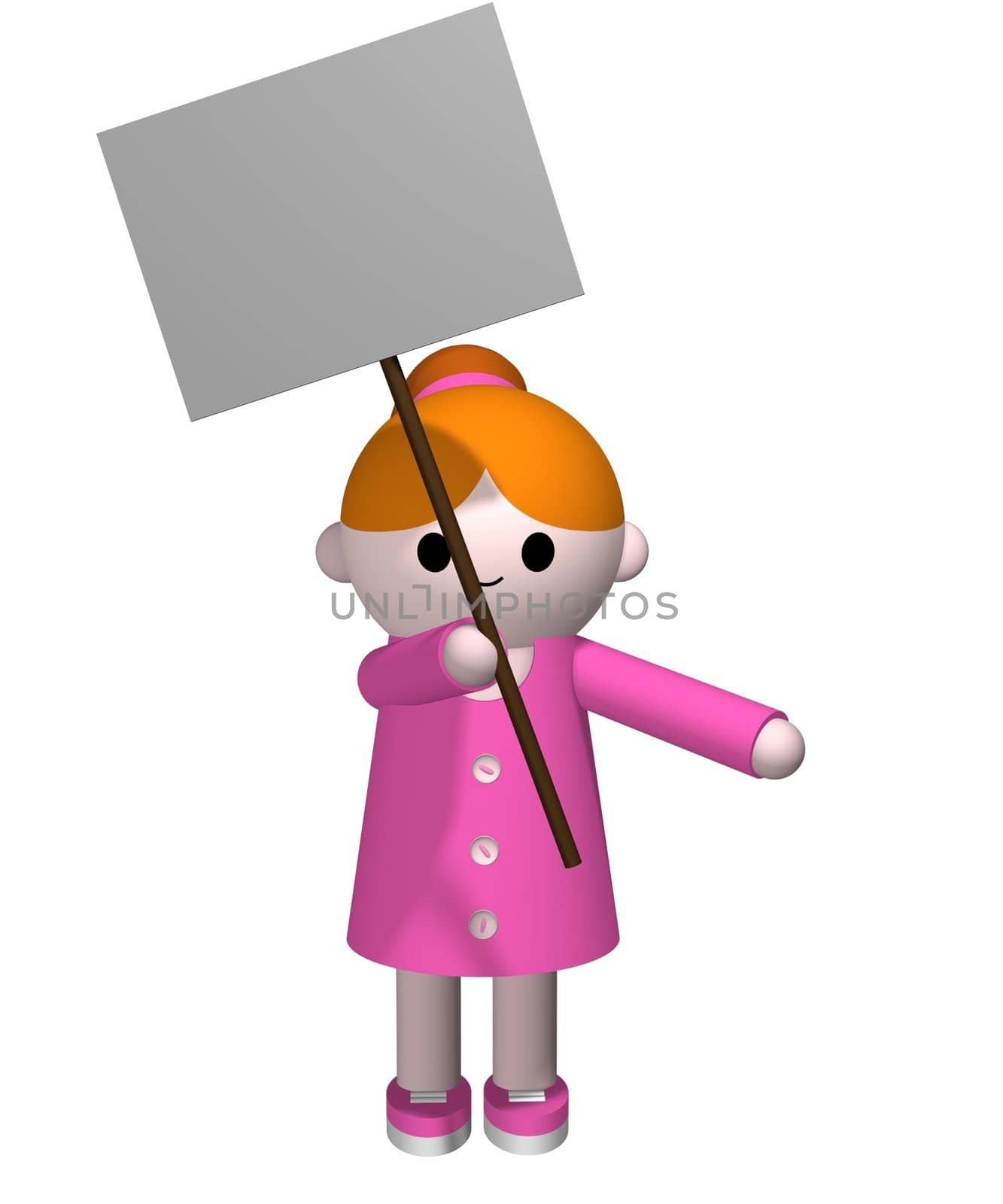Illustration of a girl holding a blank sign