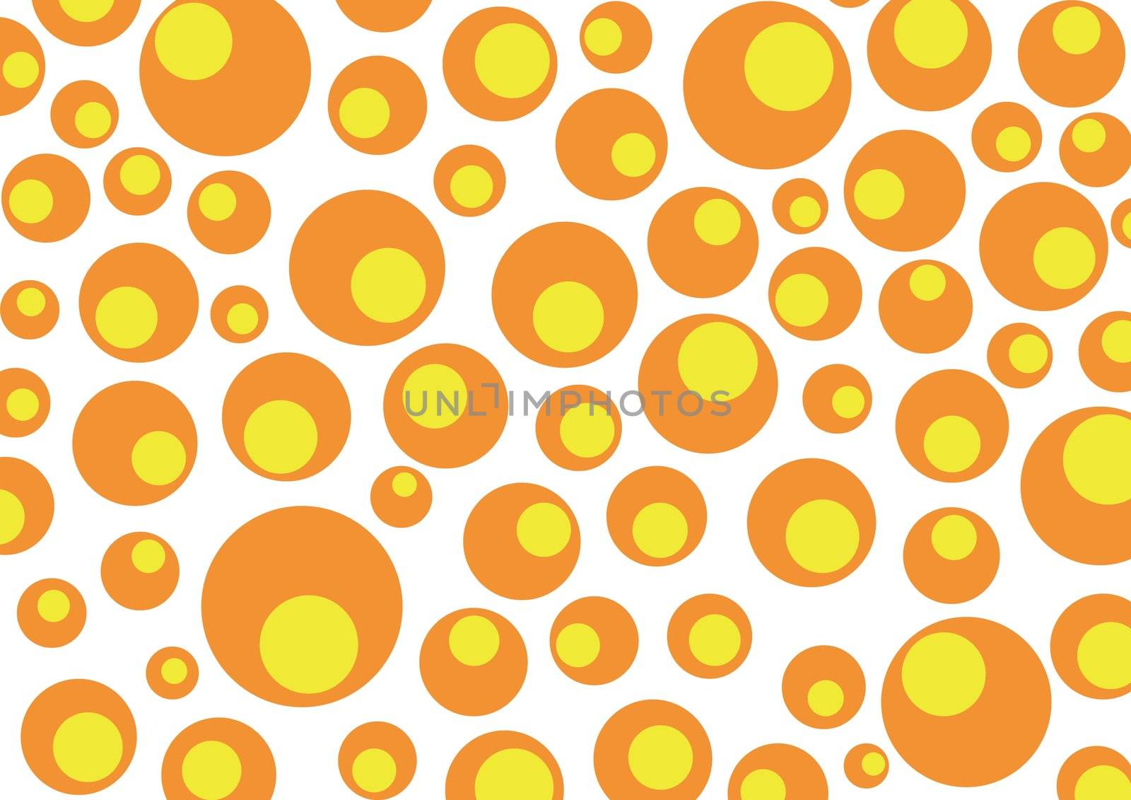 Orange yellow retro dots on white background