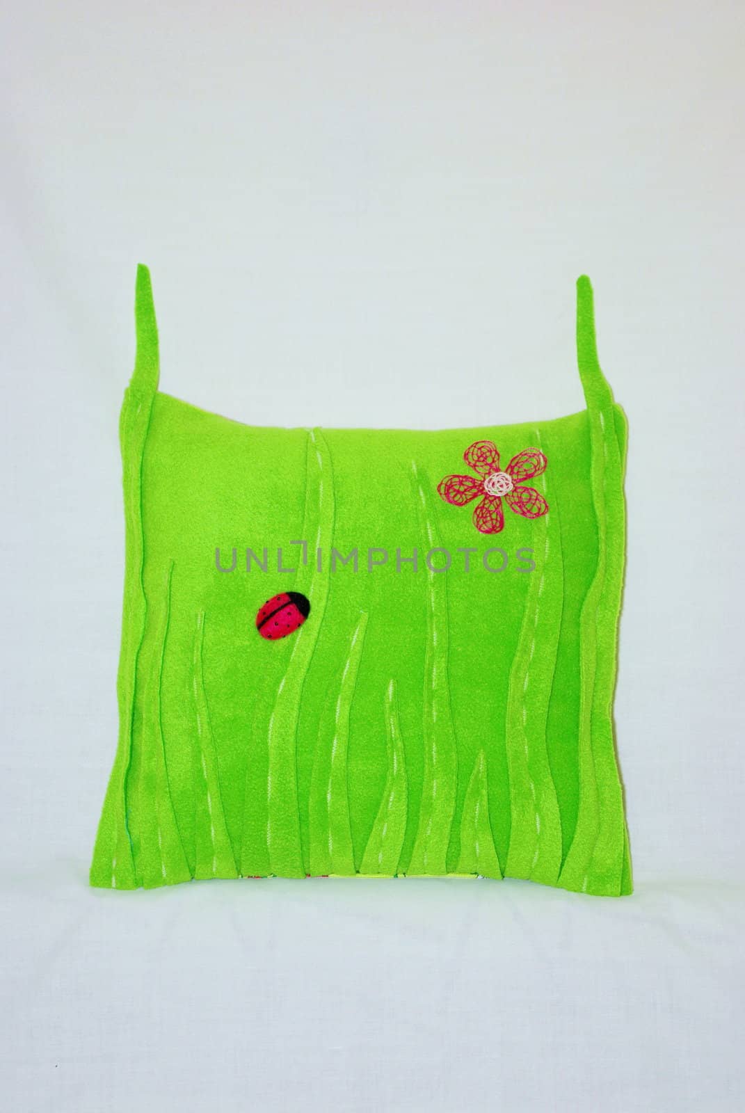 Well decorated handmade green pillow