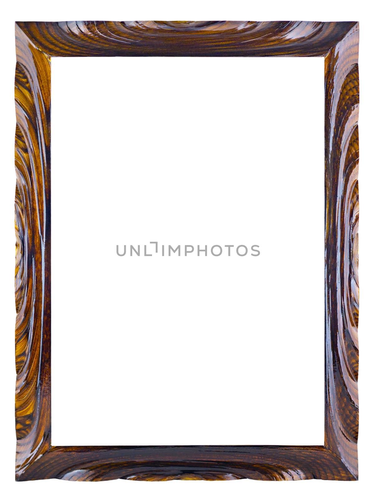 lacquered wooden frame for a picture of an isolated on a white background