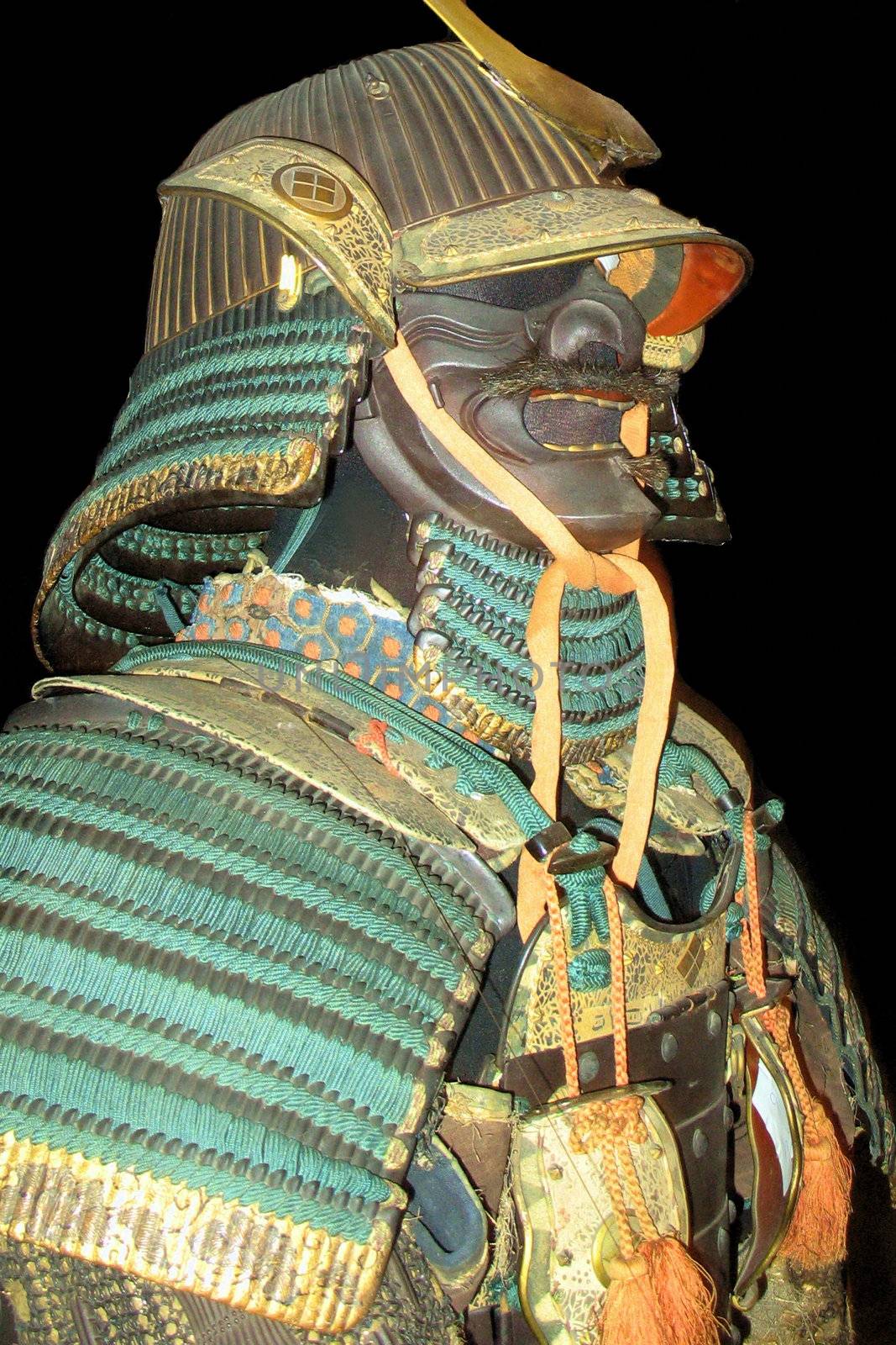 Medieval japanese samurai wearing on black
