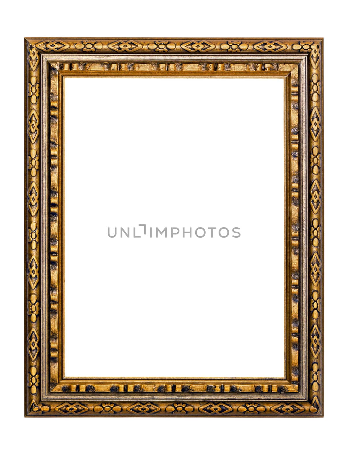 gold-patterned frame for a picture on a white background