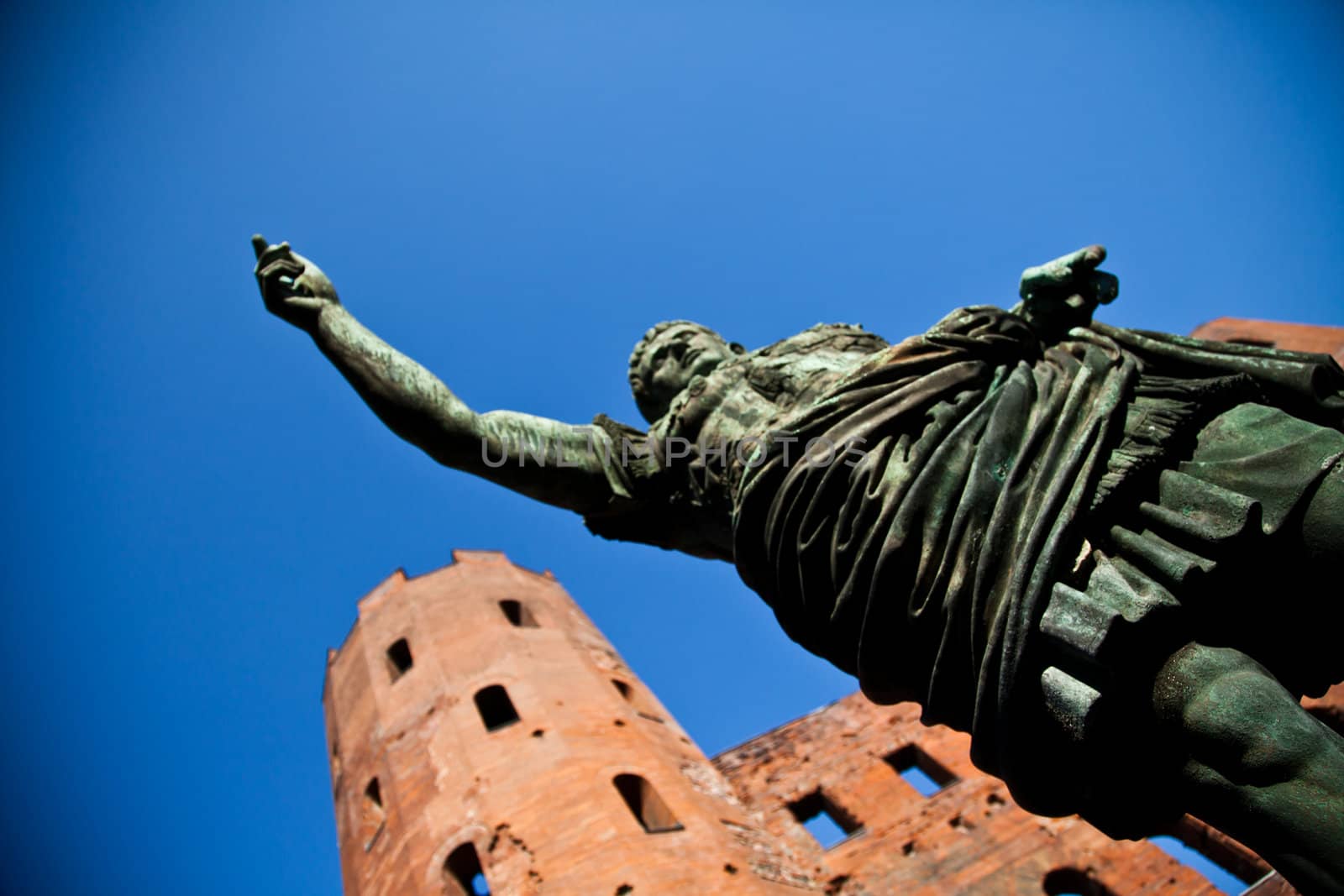 Statue of Cesare Augustus in Torino - Italy: concept of leadership
