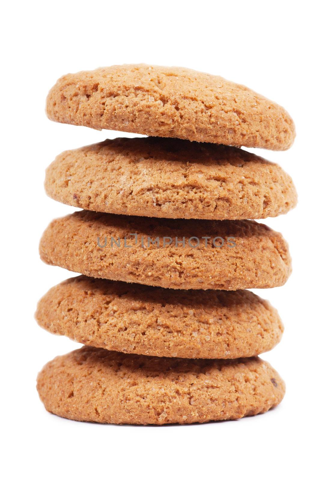A stack of oat cookies isolated on the white