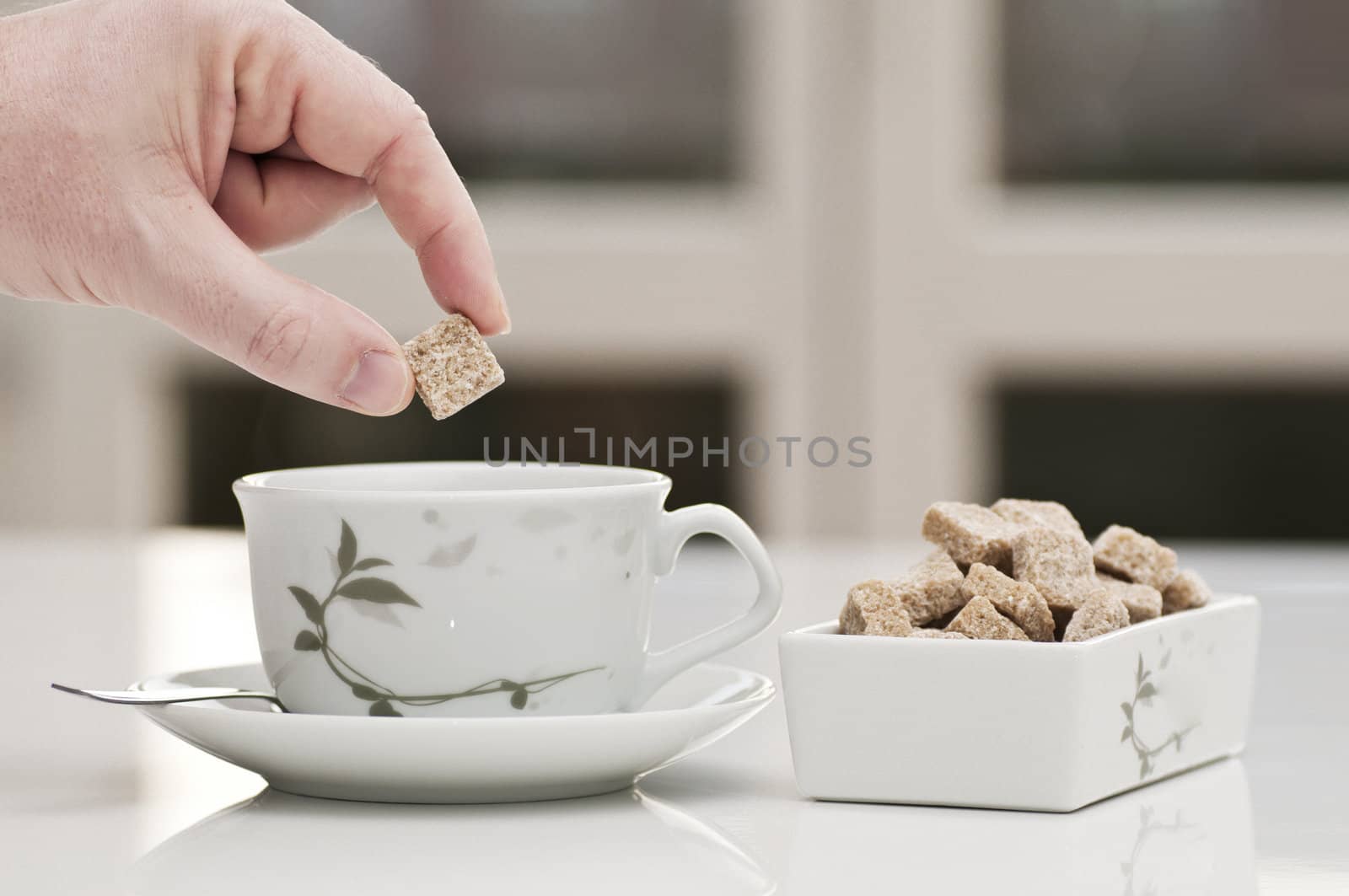 tea cup with brown sugar for relax time