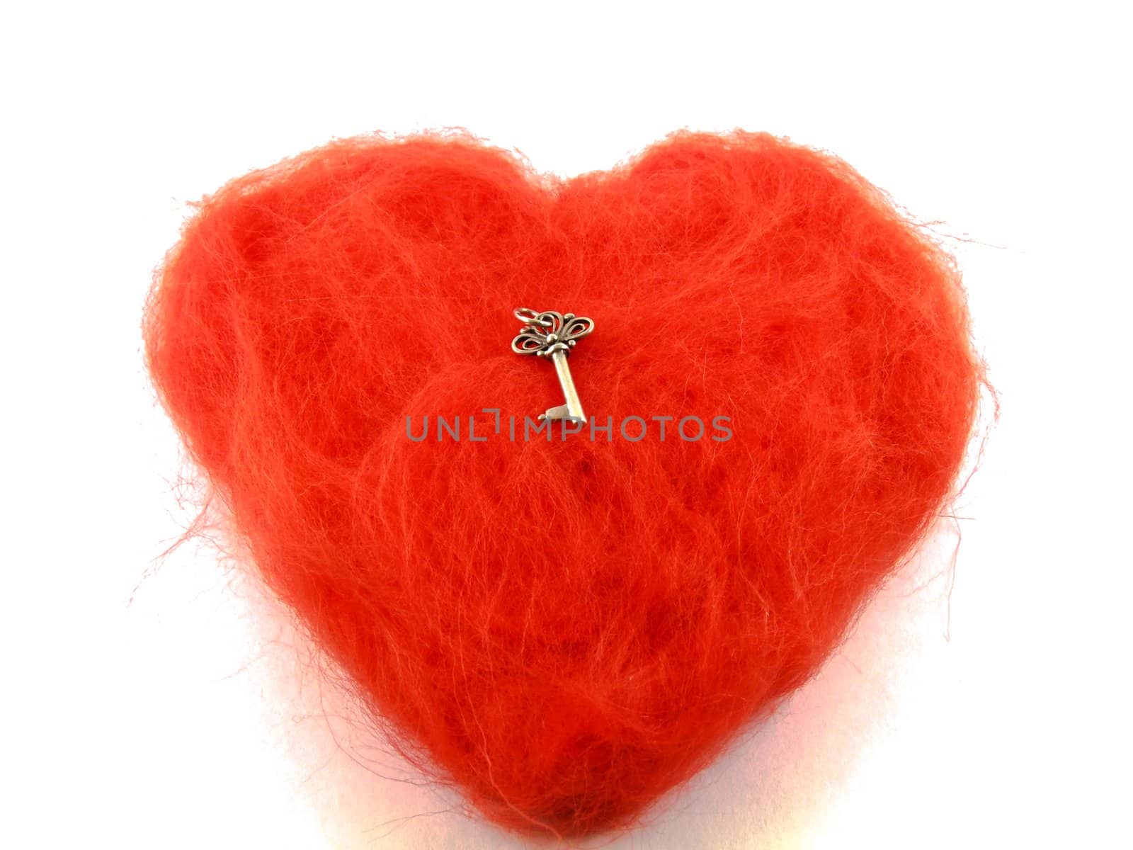 Red felt heart with silver key