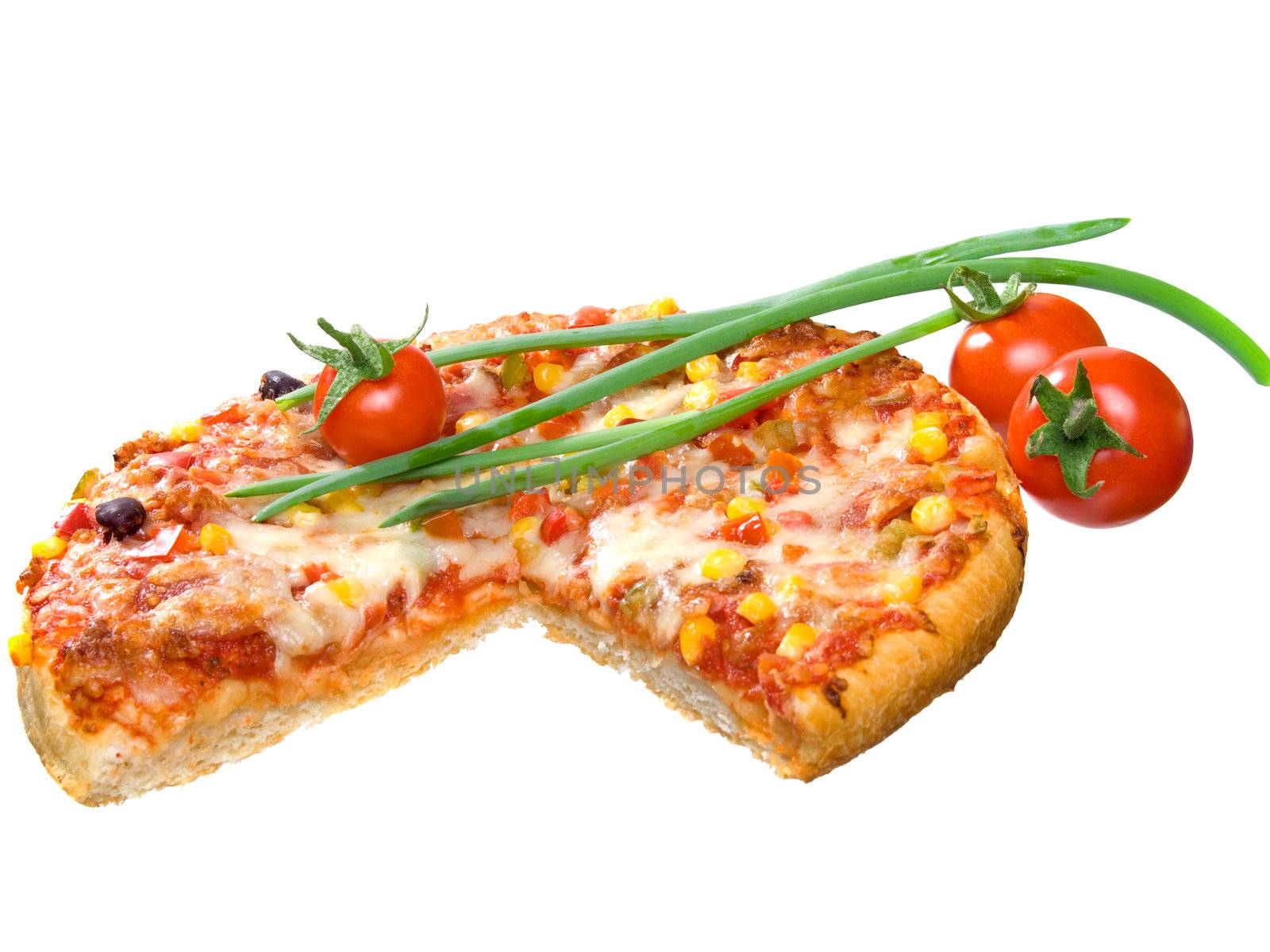 Pizza on white background  by motorolka